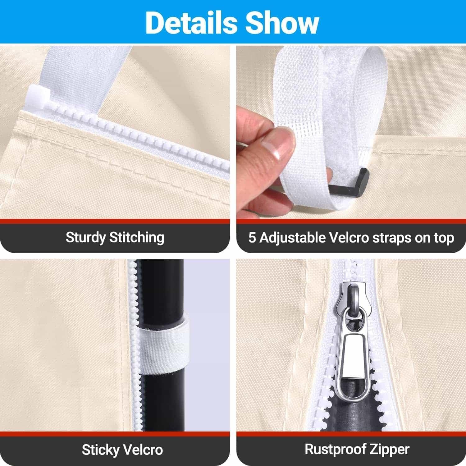 Lado de Toldo 10x10 Caqui CLAETF Oxford Impermeable UV 50+