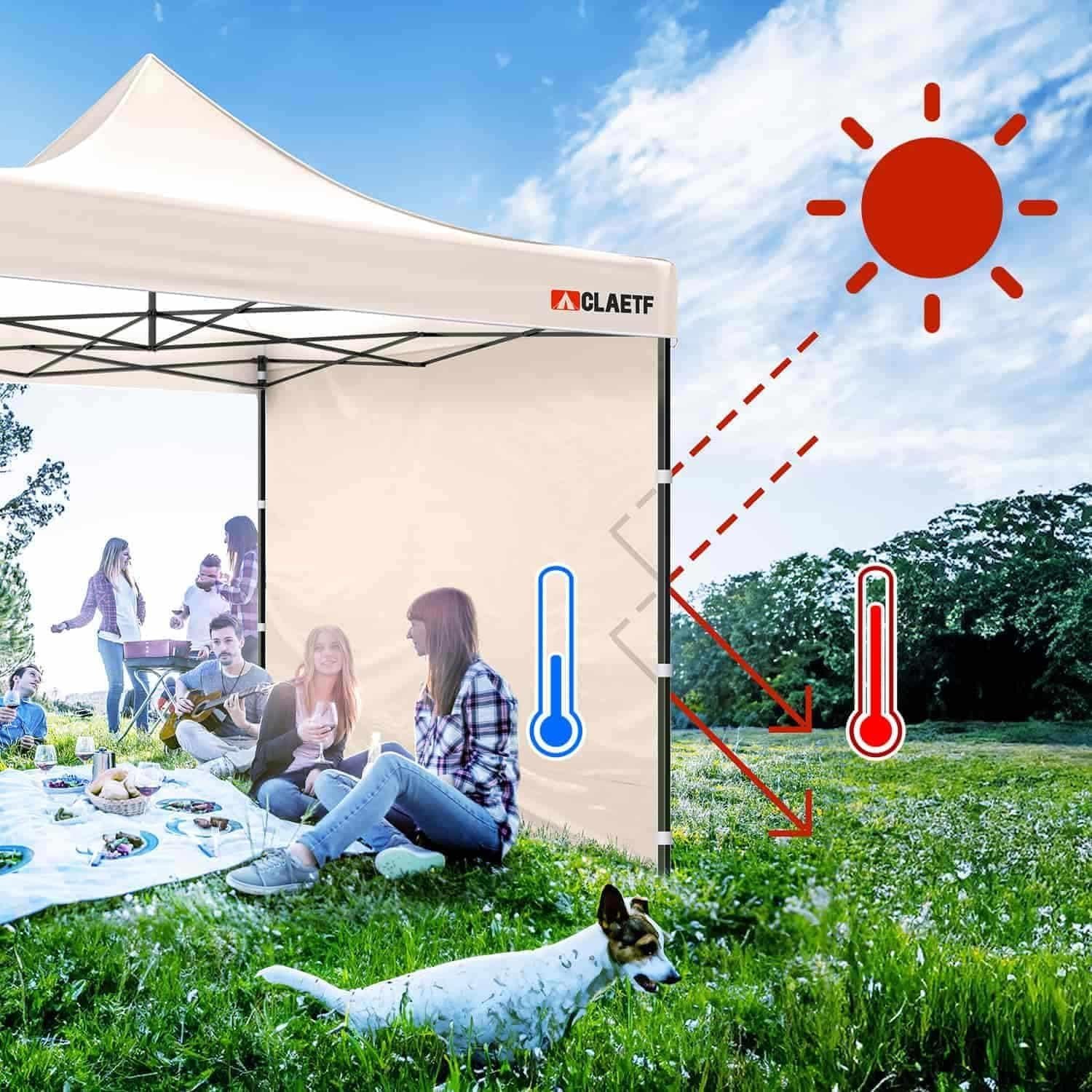 Lado de Toldo 10x10 Caqui CLAETF Oxford Impermeable UV 50+