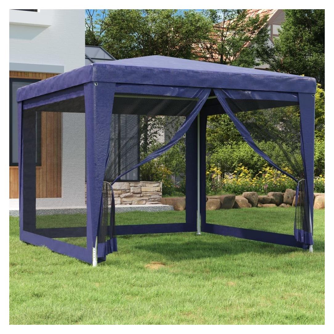 Carpa de Fiesta KCCKOM 3x3m con 4 Paredes Laterales Malla Azul