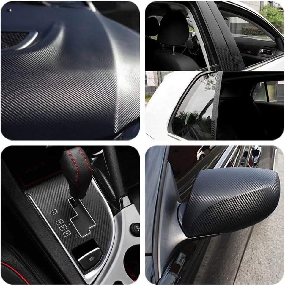 Envoltura de Vinilo de Fibra de Carbono Negra 3D 1.27m x 30cm