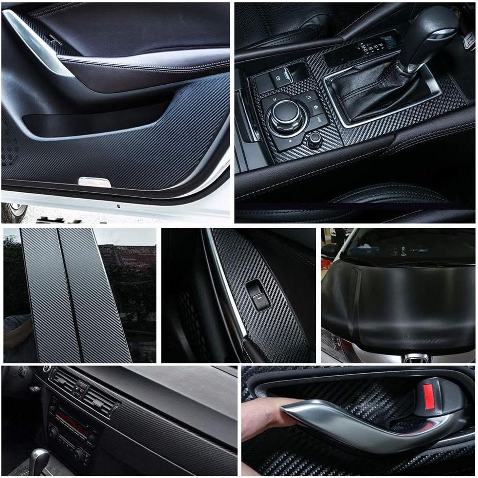 Envoltura de Vinilo de Fibra de Carbono Negra 3D 1.27m x 30cm