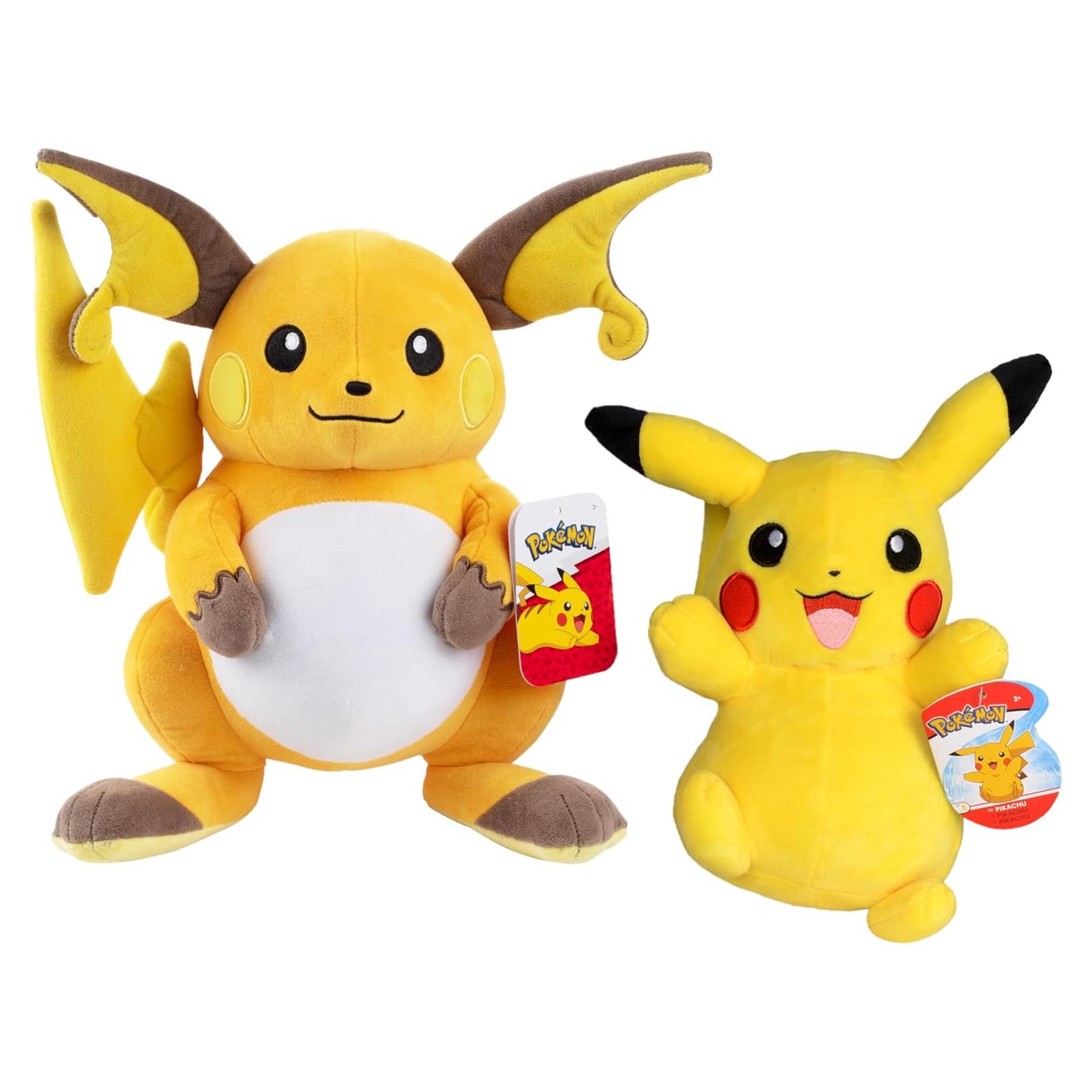 Peluche Raichu 30 cm y Pikachu 20 cm - Set Evolución Pokémon