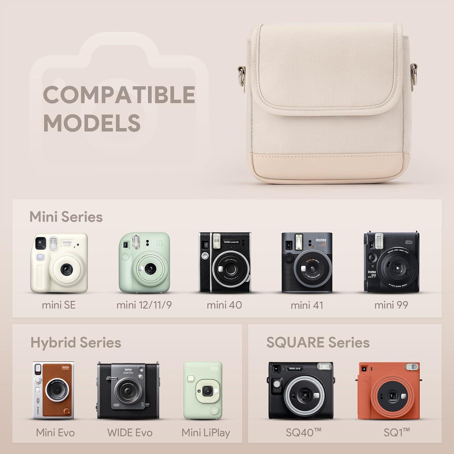 Funda de cámara Instax Beige compatible Mini 12/11/40/99/EVO