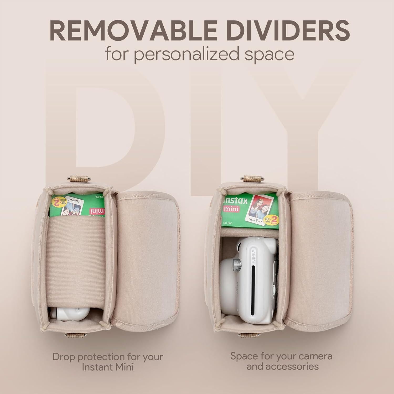 Funda de cámara Instax Beige compatible Mini 12/11/40/99/EVO