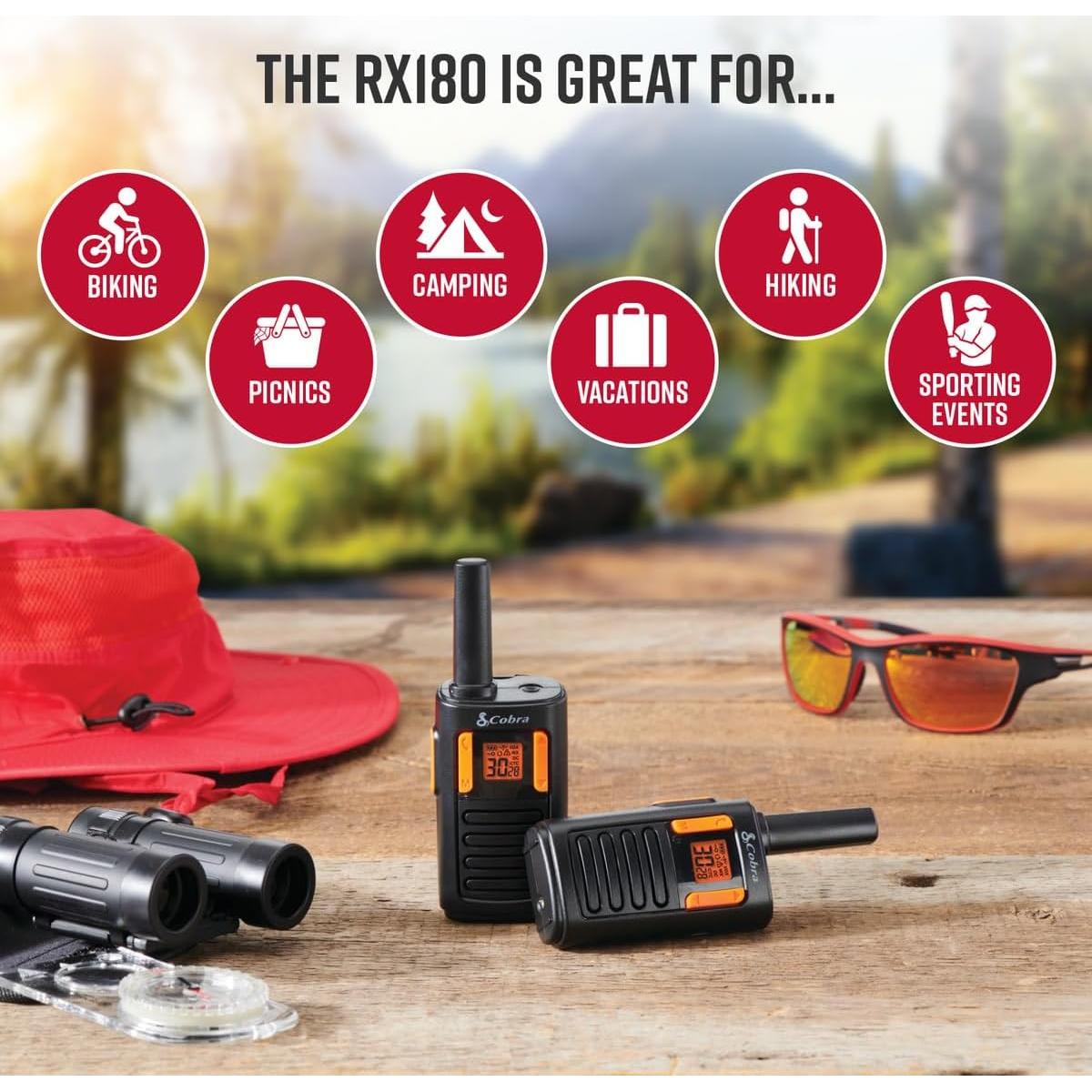 Walkie Talkies Cobra RX180 - 2 Pack, Largo Alcance 29 km