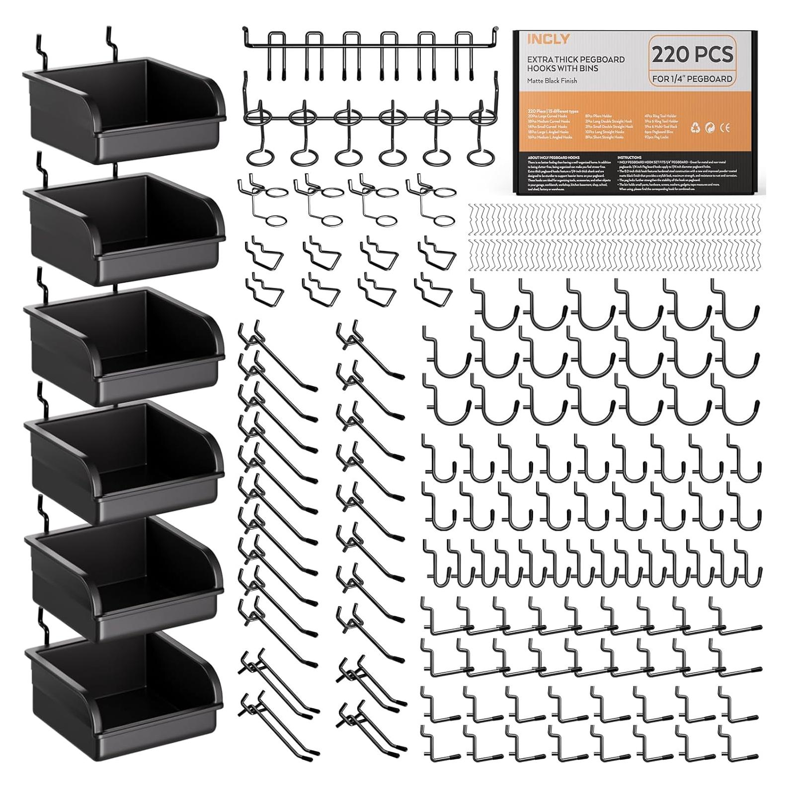 Kit Organizador de Ganchos para Tablero de Clavos INCLY 220PCS