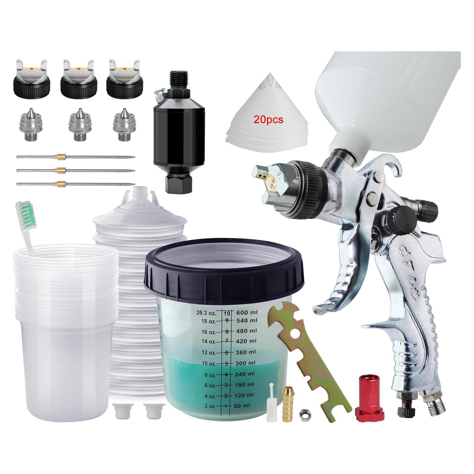 Pistola de Pulverización HVLP Aflybltol D0003 con 10 Copas 600ml