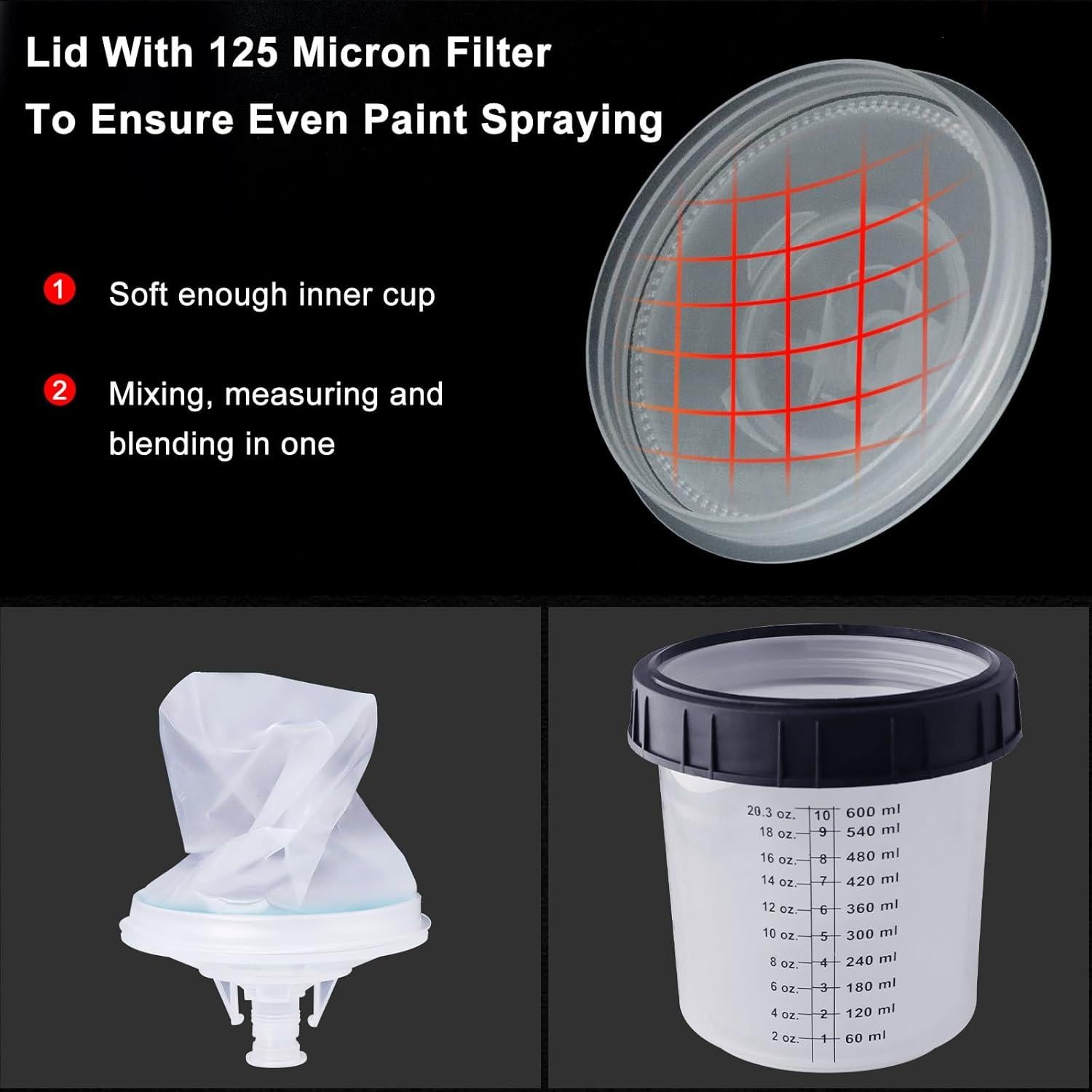 Pistola de Pulverización HVLP Aflybltol D0003 con 10 Copas 600ml