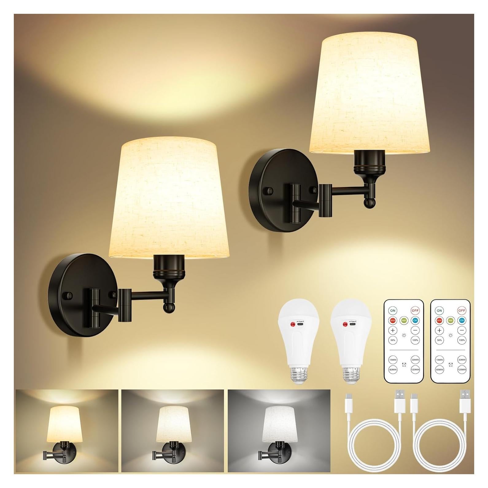 Apliques de Pared Recargables Frideko Set de 2 con Control Remoto