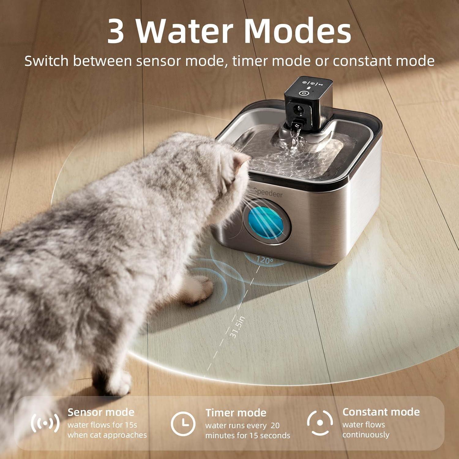 Fuente de Agua Inalámbrica para Gatos Speedeer 4L Acero Inoxidable