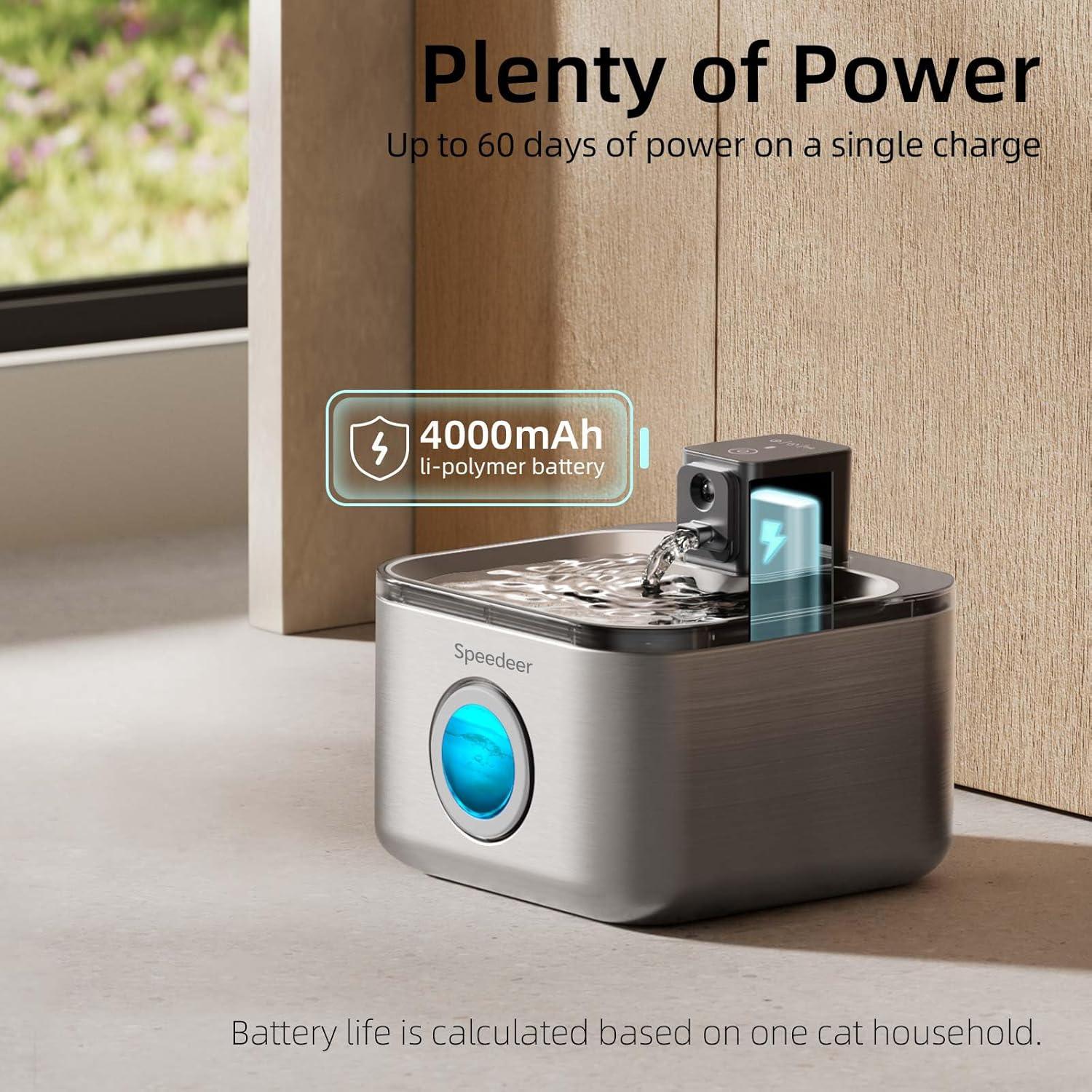 Fuente de Agua Inalámbrica para Gatos Speedeer 4L Acero Inoxidable