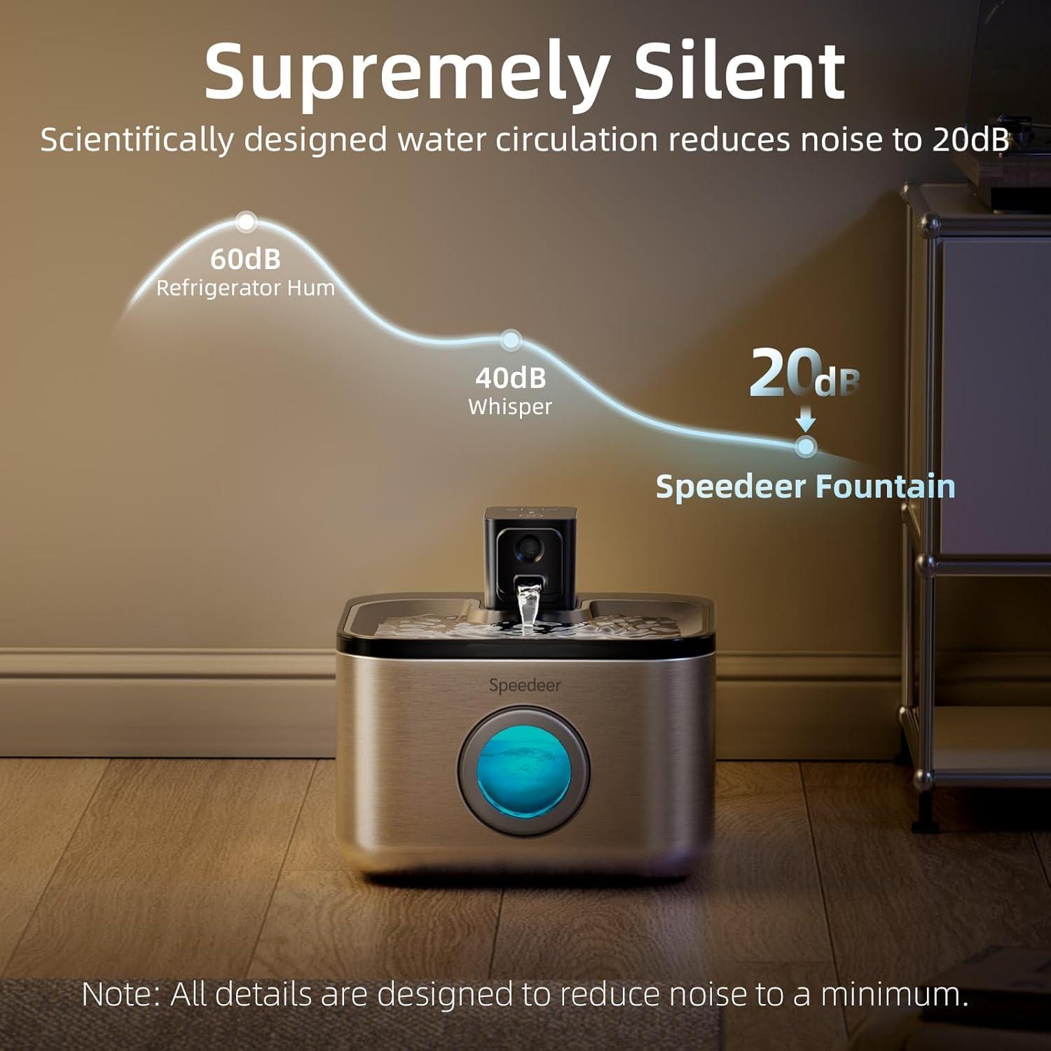 Fuente de Agua Inalámbrica para Gatos Speedeer 4L Acero Inoxidable