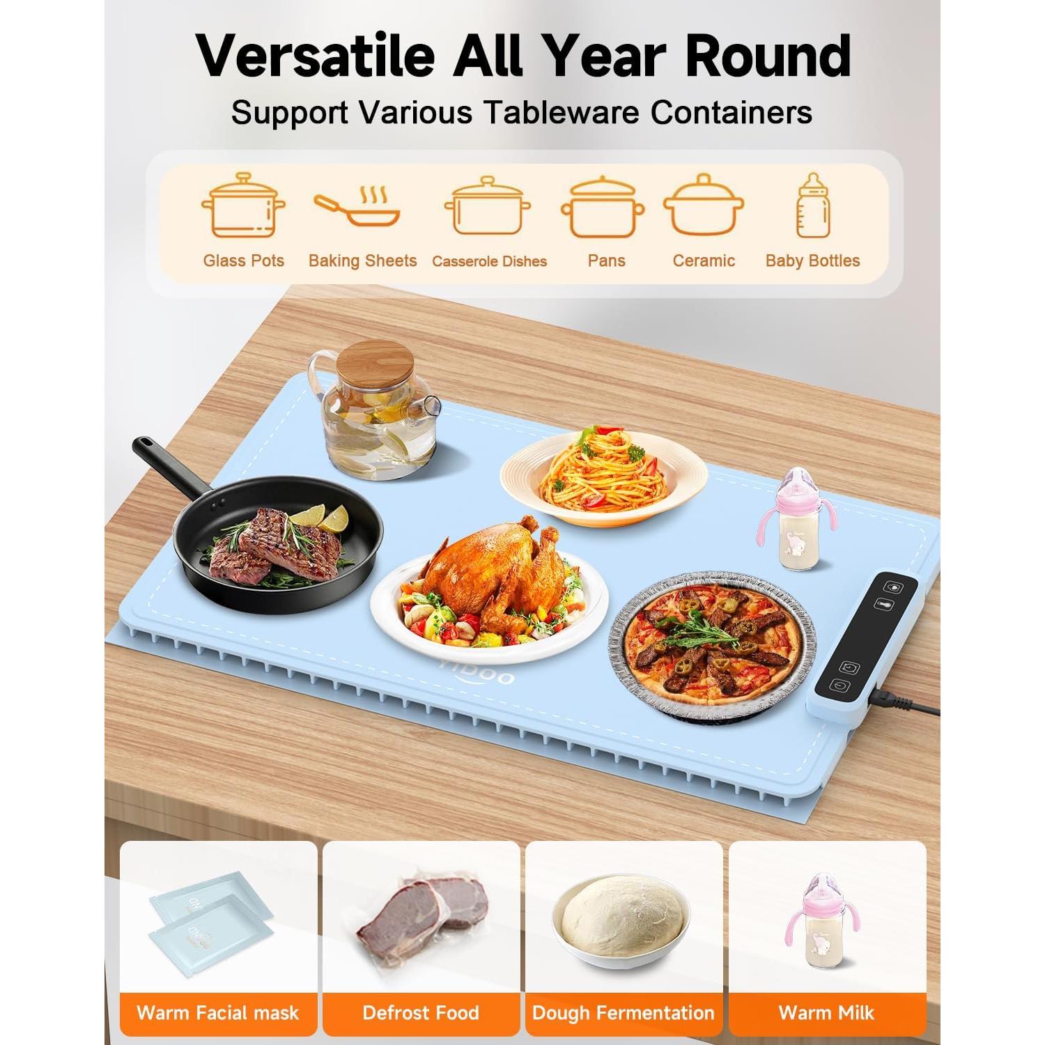 Bandeja Calentadora Eléctrica YIDOO de Silicona 300W con 5 Temperaturas