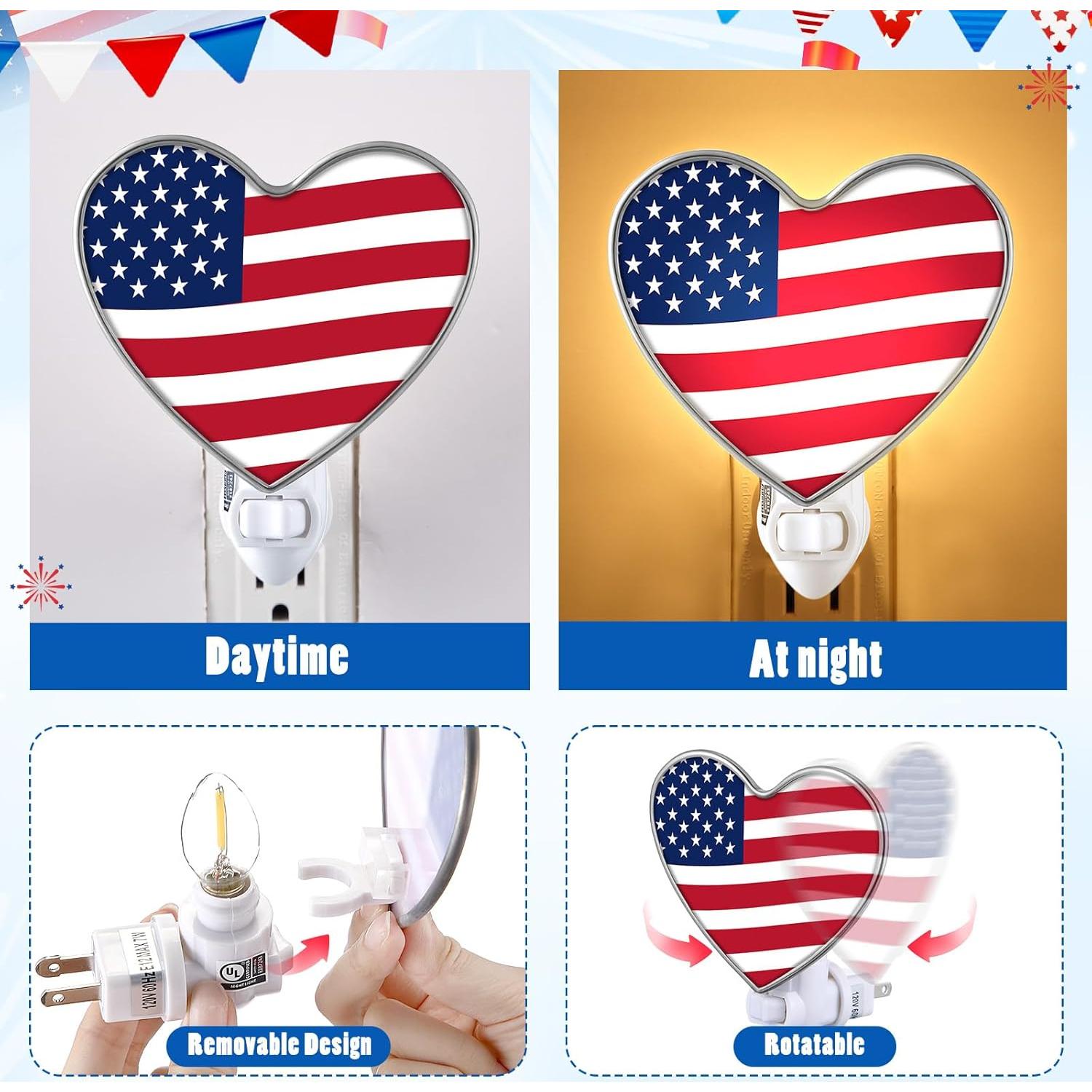 Luz Nocturna LED Corazón Kittmip 10x12.45cm Patriótica