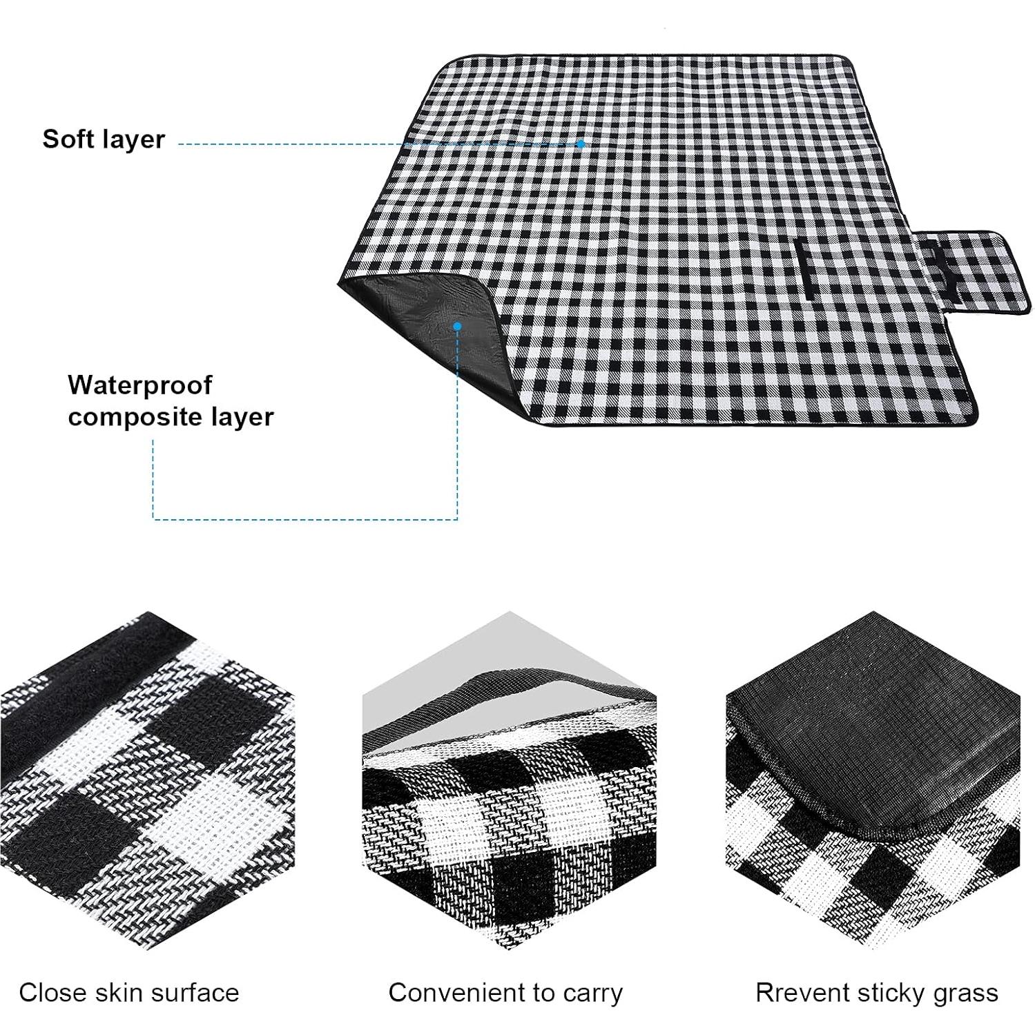 Cesta de Picnic Patelai de Mimbre con Manta Cuadrícula 33x20cm