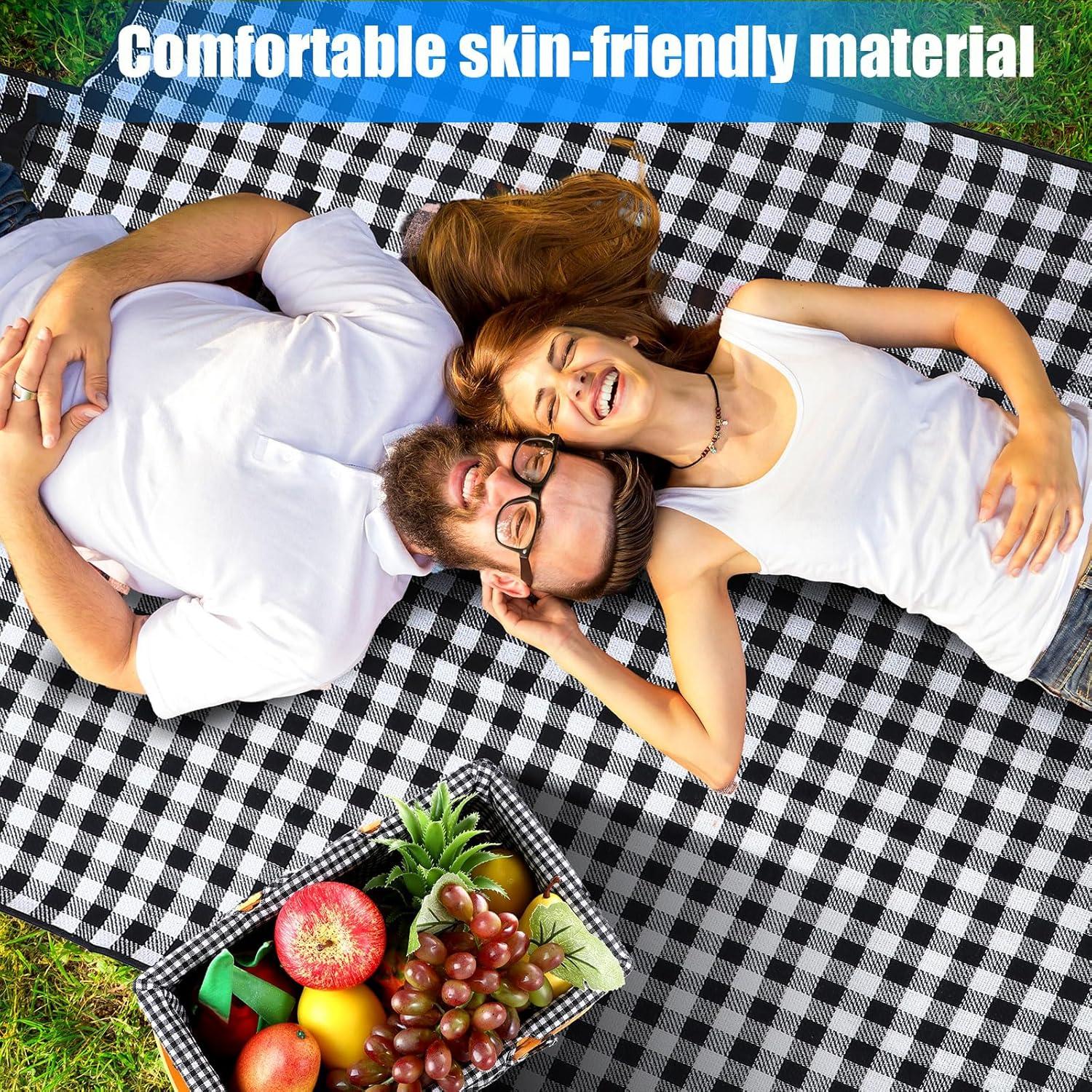 Cesta de Picnic Patelai de Mimbre con Manta Cuadrícula 33x20cm