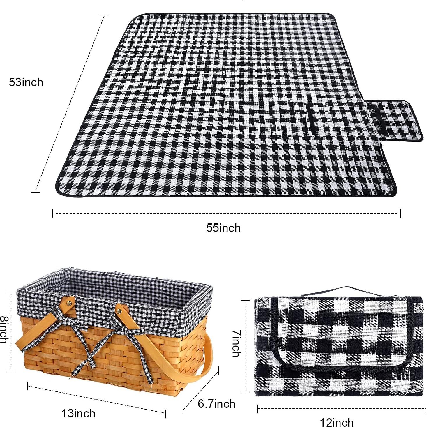 Cesta de Picnic Patelai de Mimbre con Manta Cuadrícula 33x20cm