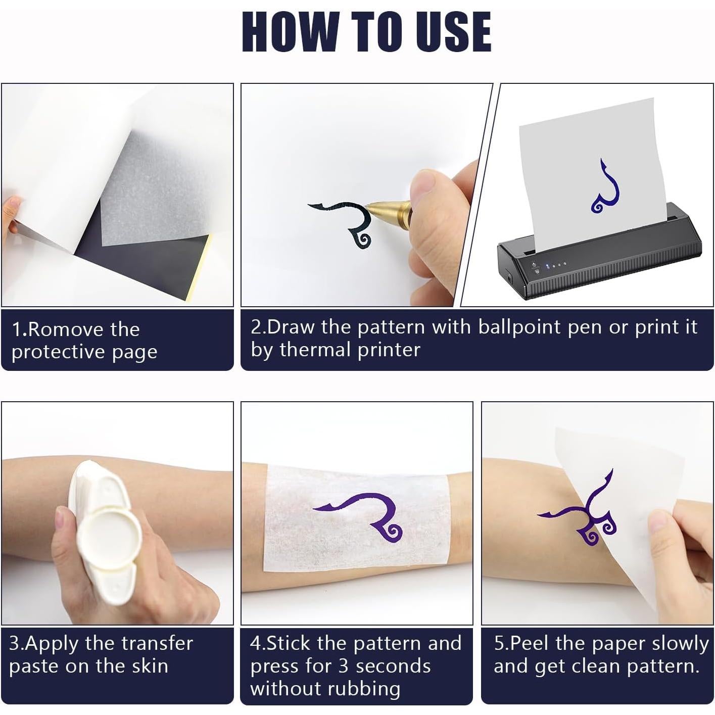 Papel de Transferencia de Tatuaje TATELF - 100 Hojas A4