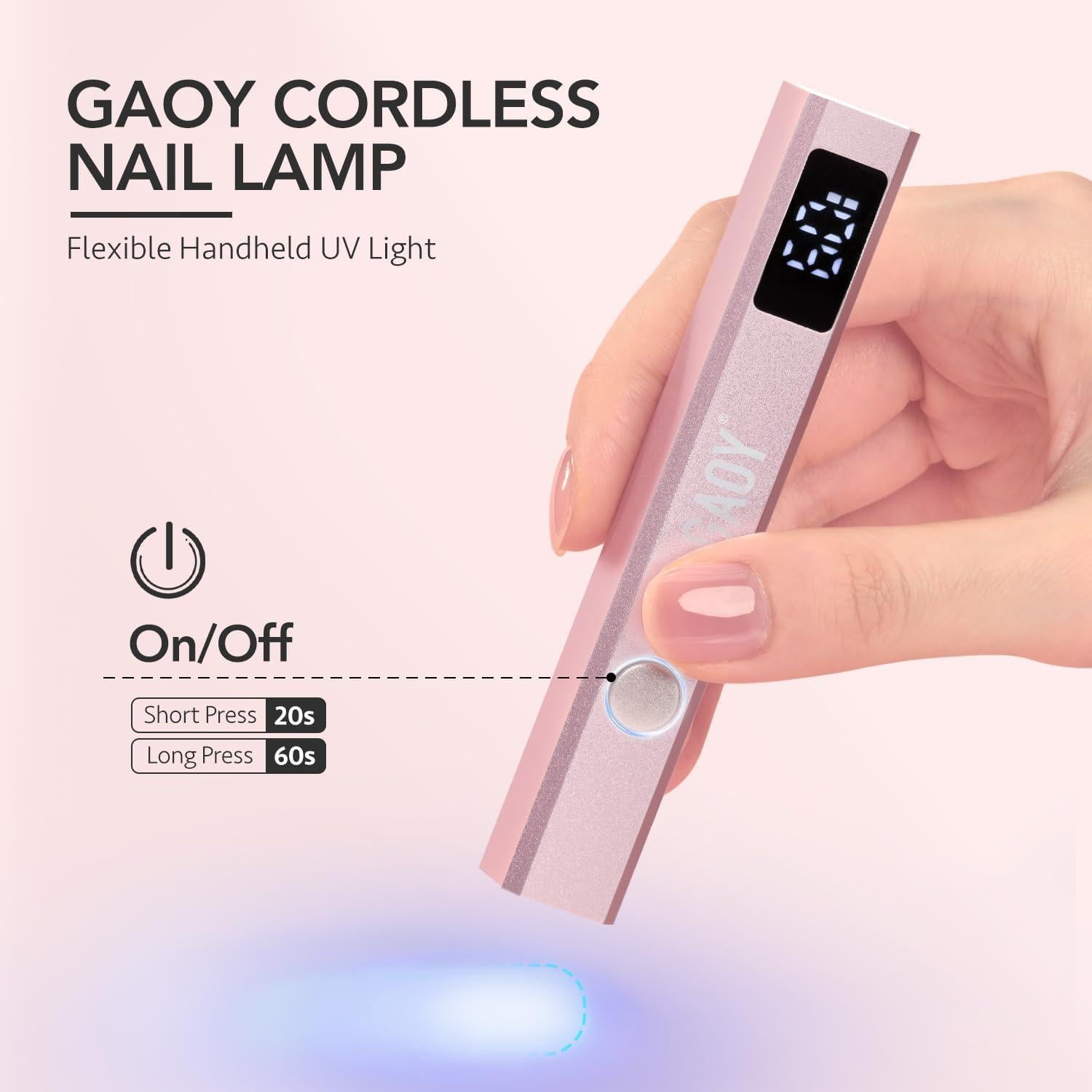 Lámpara de Uñas Inalámbrica GAOY Mini UV Oro Rosa 340g