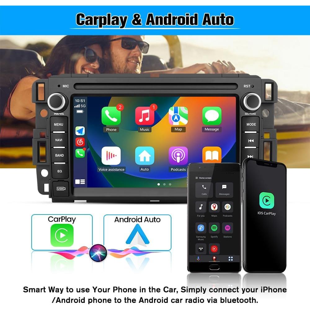 Estéreo de Coche AWESAFE para Chevy Silverado 2007-2013 - Carplay, Android Auto, Bluetooth, GPS