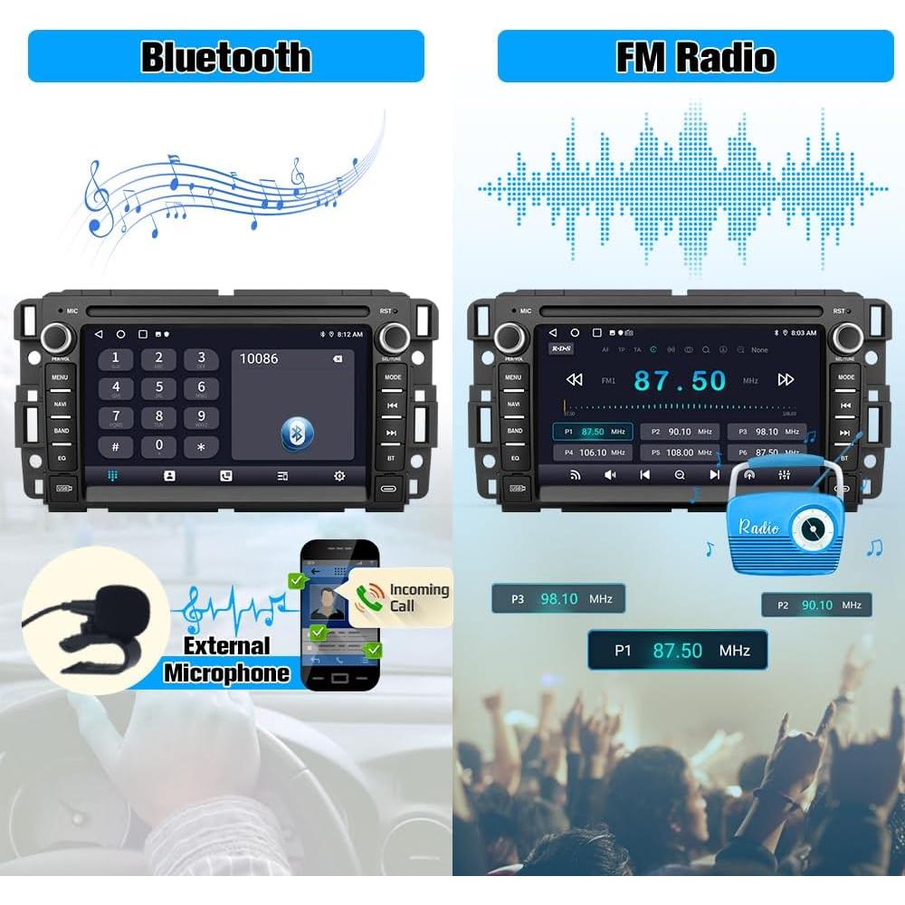 Estéreo de Coche AWESAFE para Chevy Silverado 2007-2013 - Carplay, Android Auto, Bluetooth, GPS