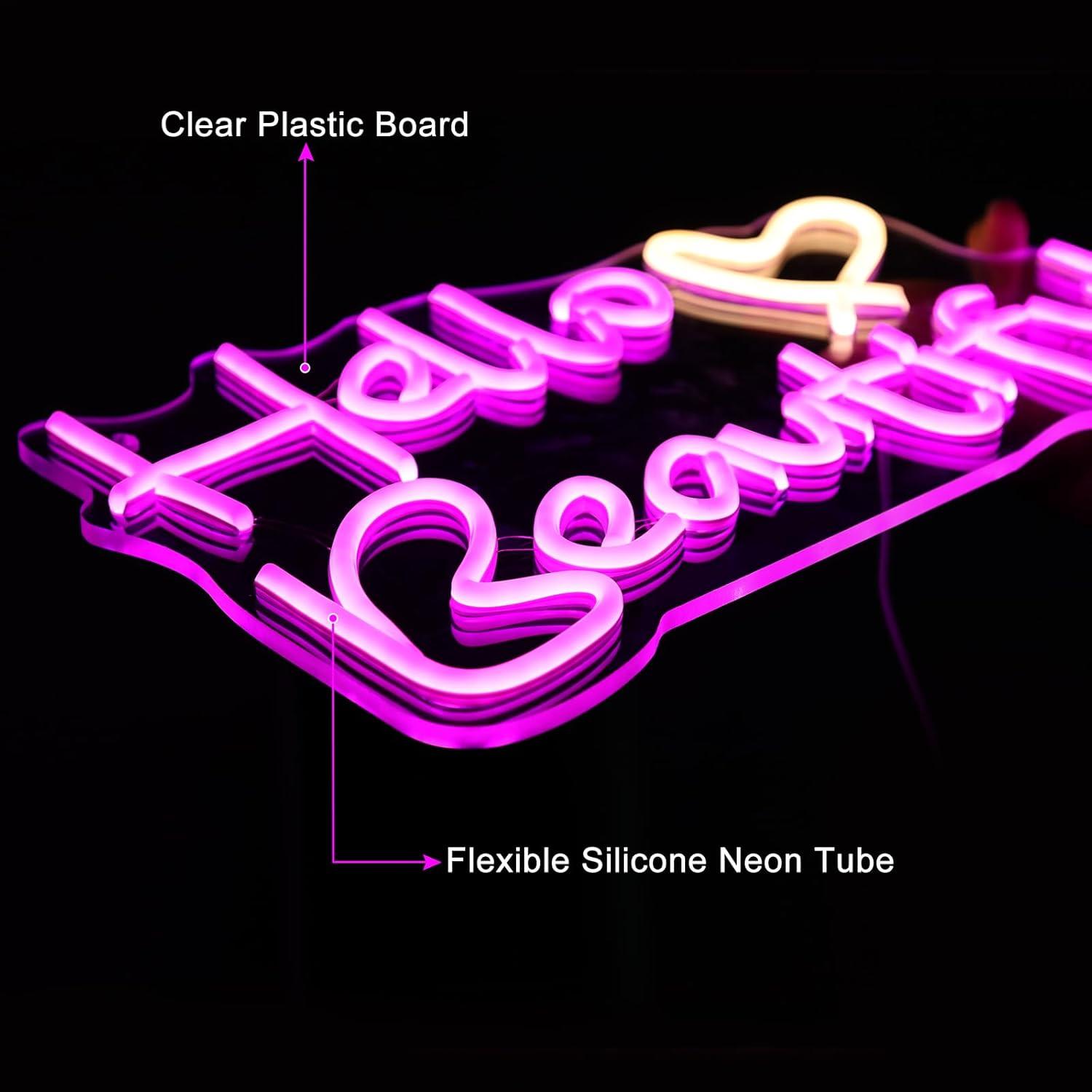 Cartel de Neón LED Hola Hermoso 40.6 x 24.4 cm Decoración