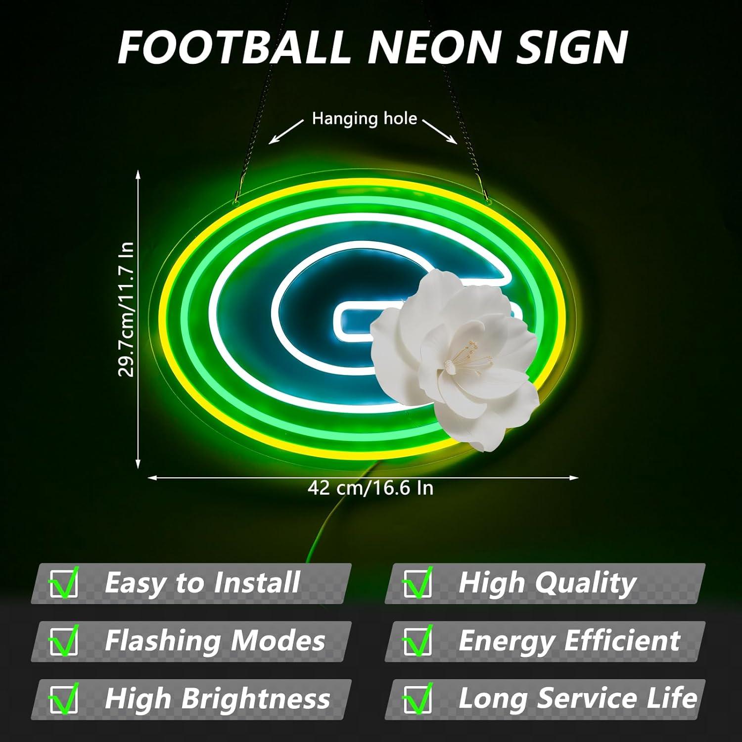 Luz de Neón Verde LED Saly Ror 42.2x30.2 cm Decorativa