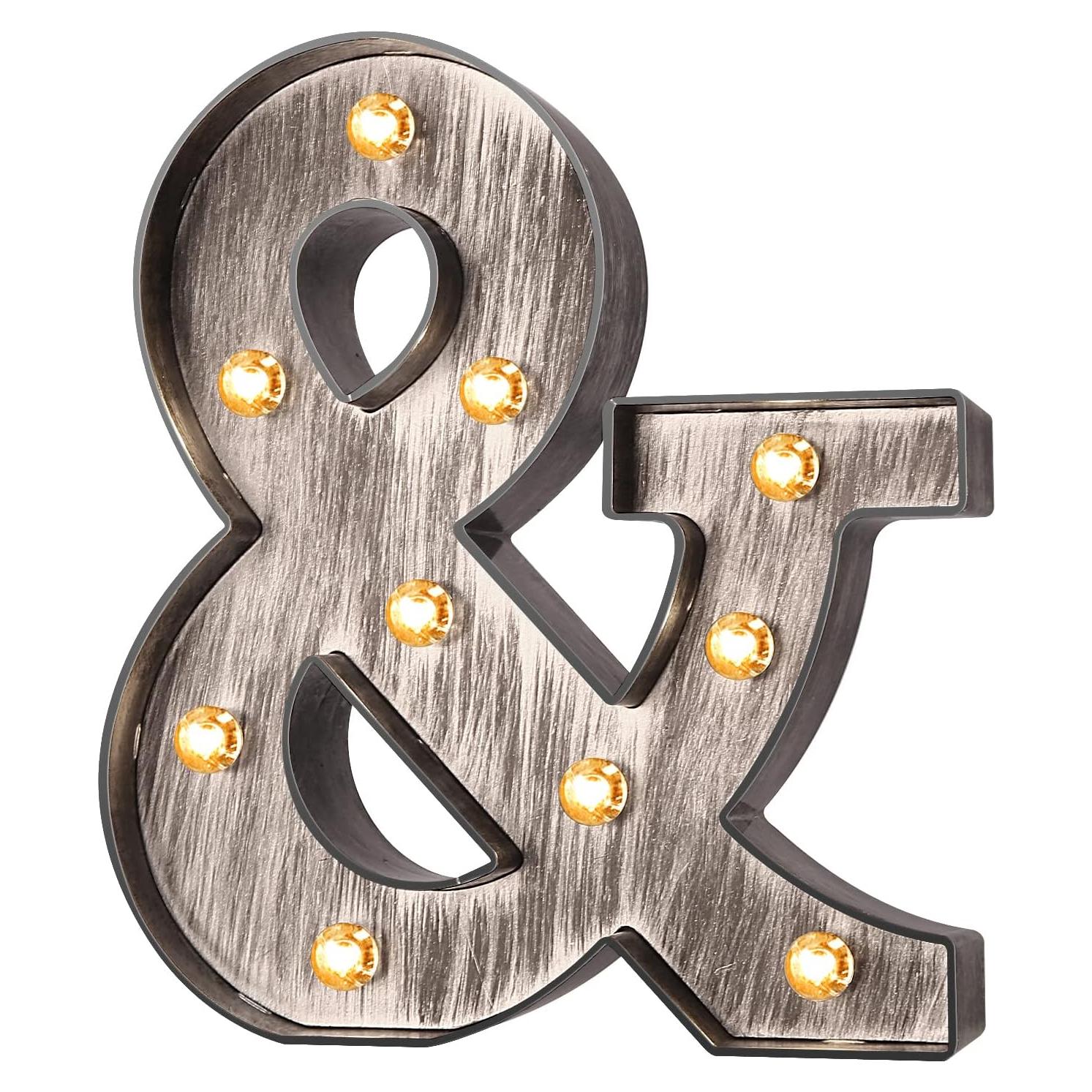 Letras LED iluminadas Glintee 22 cm plateadas decorativas