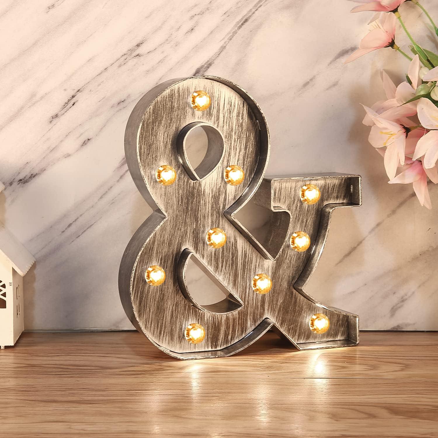 Letras LED iluminadas Glintee 22 cm plateadas decorativas