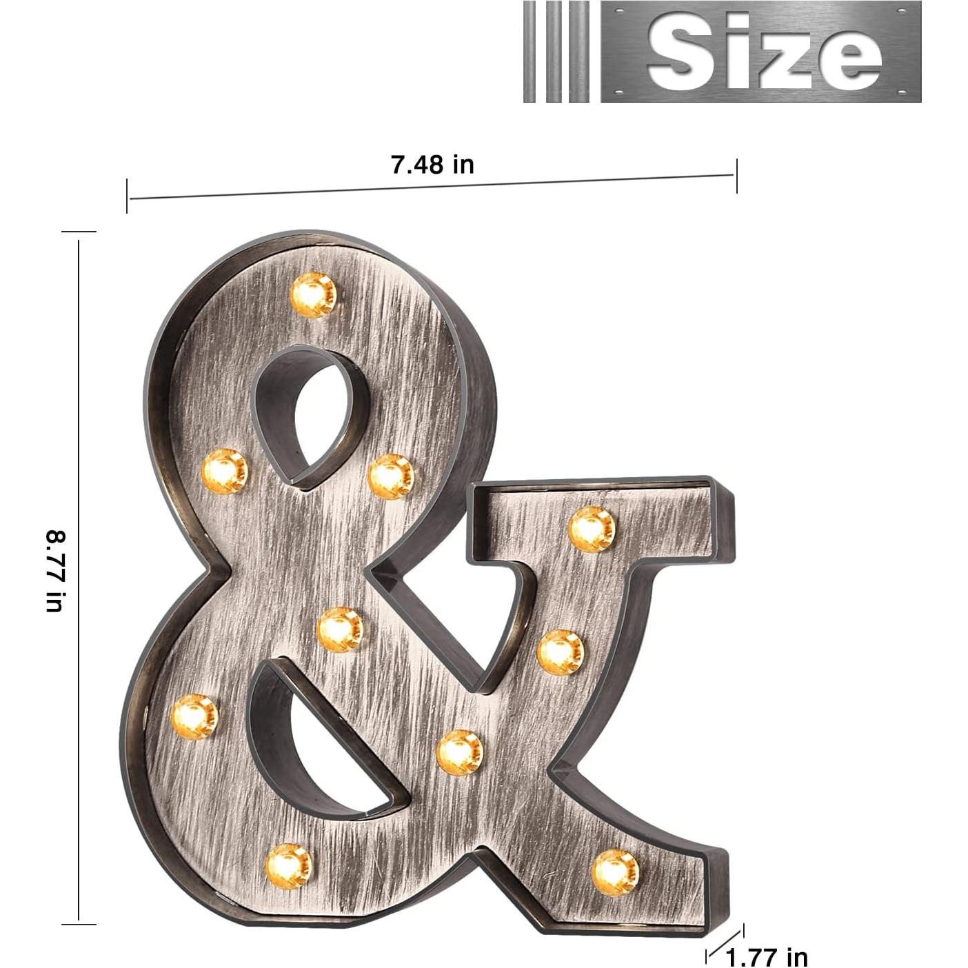 Letras LED iluminadas Glintee 22 cm plateadas decorativas