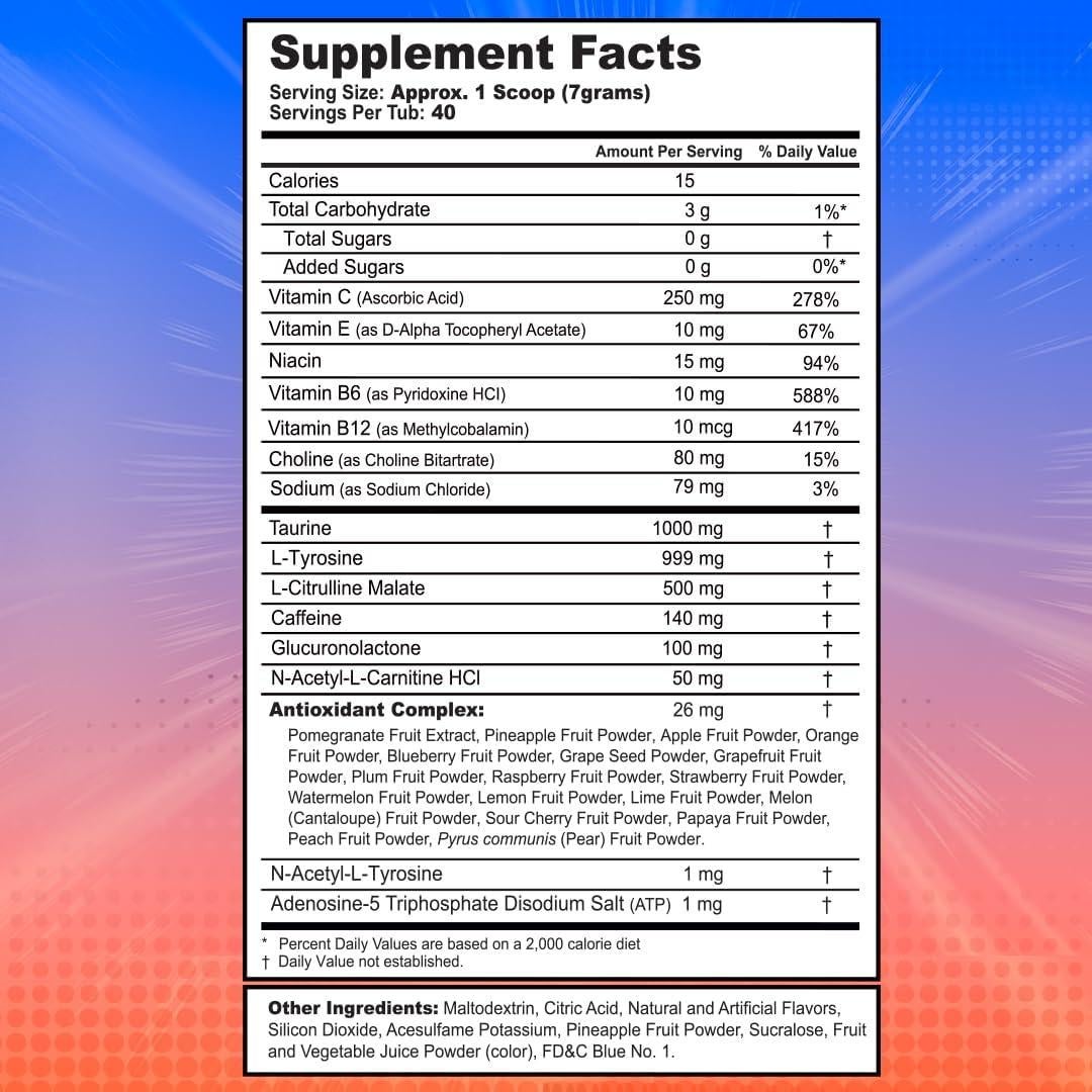 G Fuel Polvo Energético Dragon Ball Z Sabor Fresa Lychee 280g