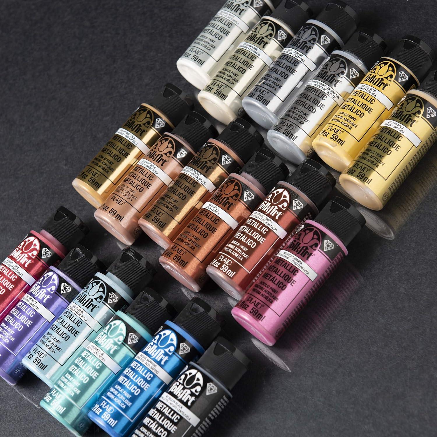 Juego de Pintura Acrílica FolkArt 18 Colores Metálicos 2 oz