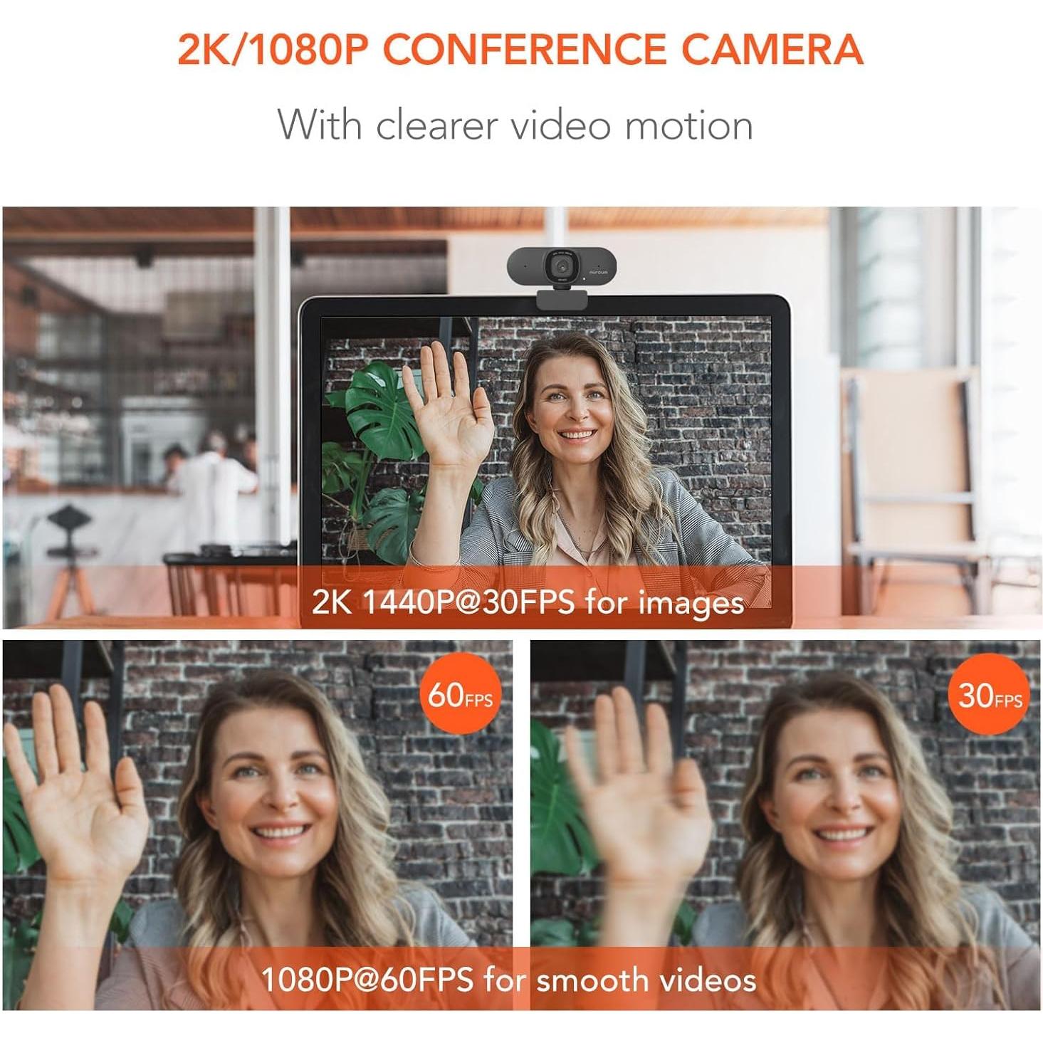 Cámara Web NUROUM V15AF 2K HD Autofocus Doble Micrófono