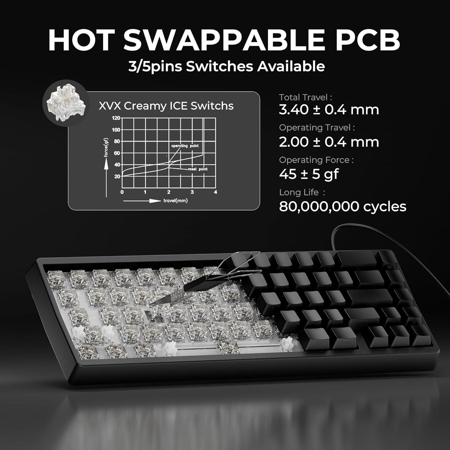 Teclado Mecánico HITIME M67 USB 60% RGB Intercambiable Negro