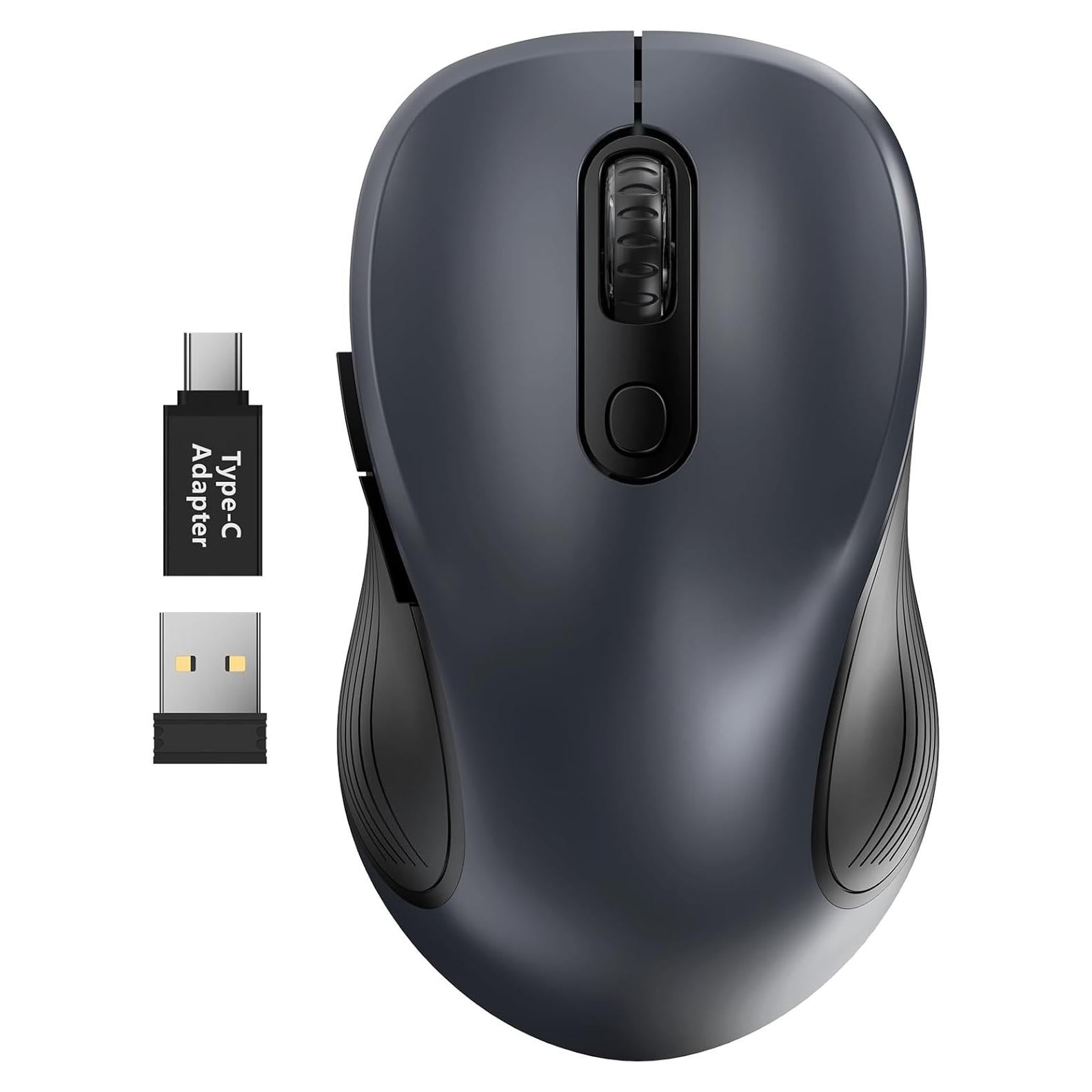 Mouse Inalambrico Ergonomico Trueque 2.4GHz 6 Botones Gris