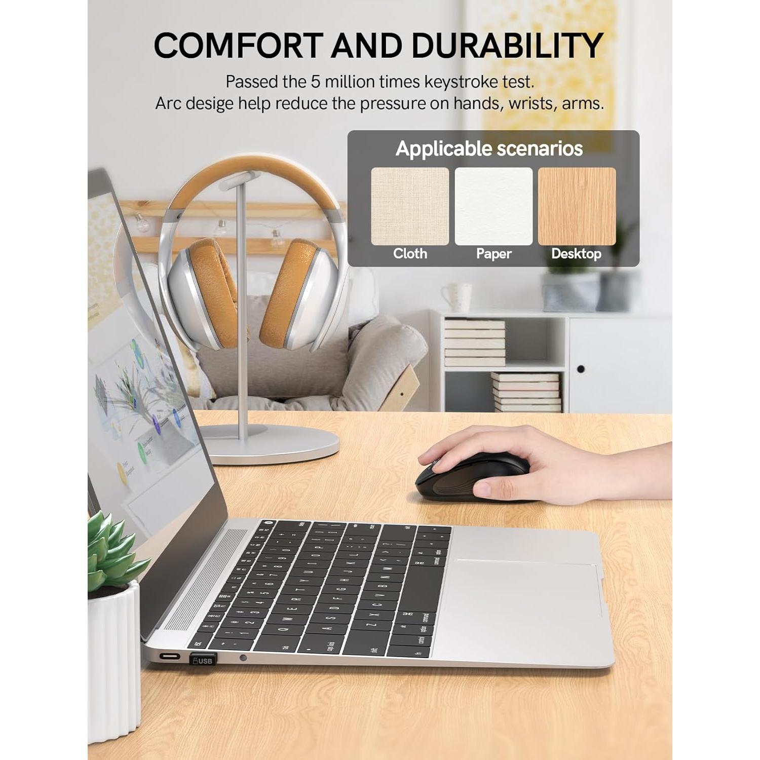 Mouse Inalambrico Ergonomico Trueque 2.4GHz 6 Botones Gris