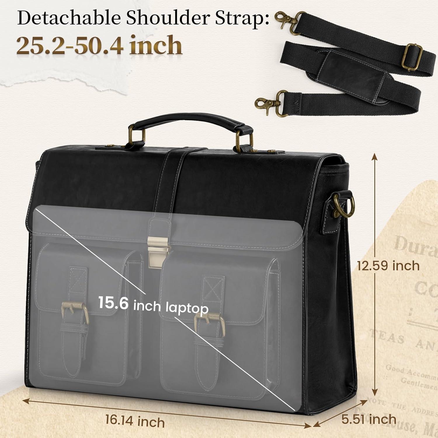 Bolsa de Mensajero Rainsmore 15.6" Cuero Vintage Impermeable