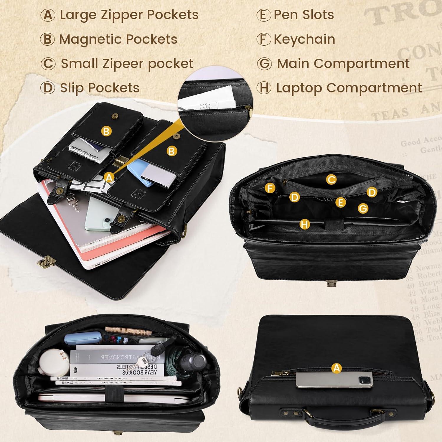 Bolsa de Mensajero Rainsmore 15.6" Cuero Vintage Impermeable