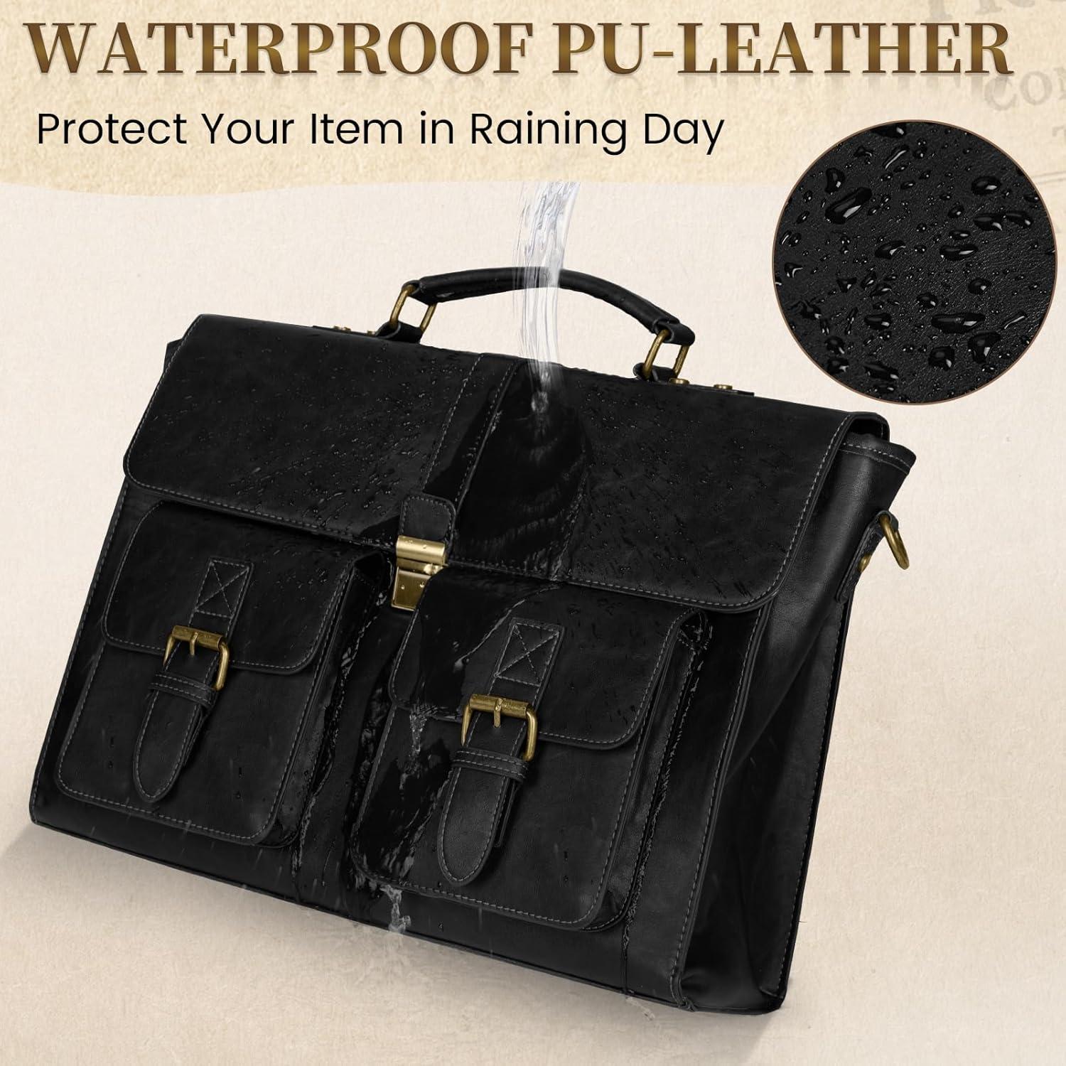 Bolsa de Mensajero Rainsmore 15.6" Cuero Vintage Impermeable