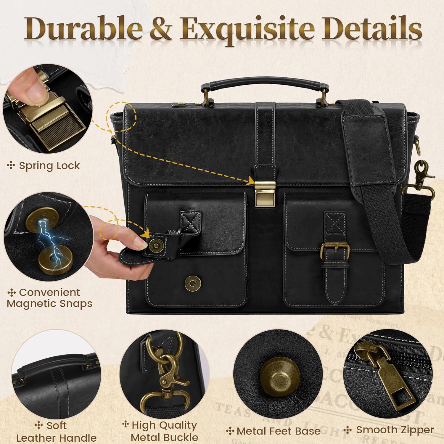 Bolsa de Mensajero Rainsmore 15.6" Cuero Vintage Impermeable