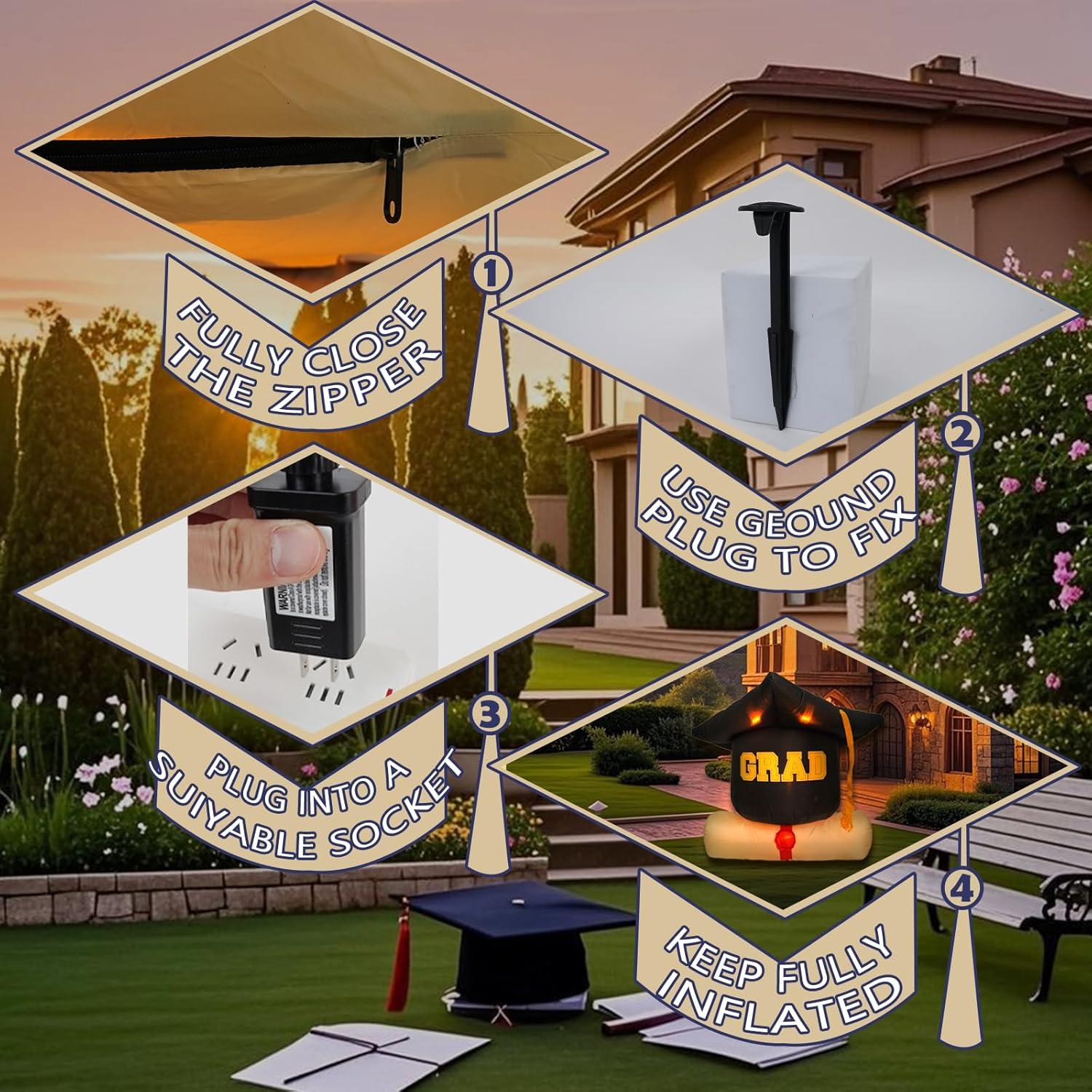 Sombrero Doctoral Inflable 6 pies HZGDEJTG con Luces LED