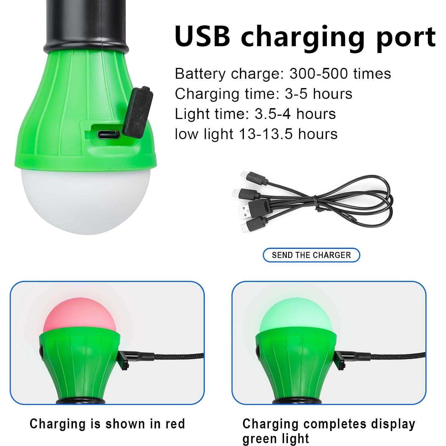 Linterna de Camping LED Recargable USB Jarxin 4 Colores