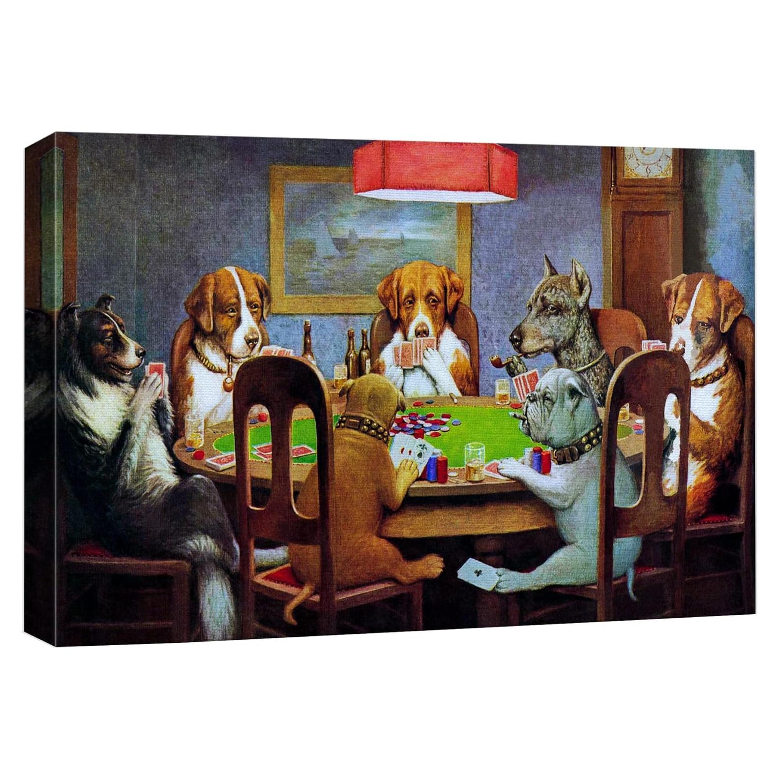 Lienzo Perros Jugando a las Cartas wall26 60.96 x 91.44 cm