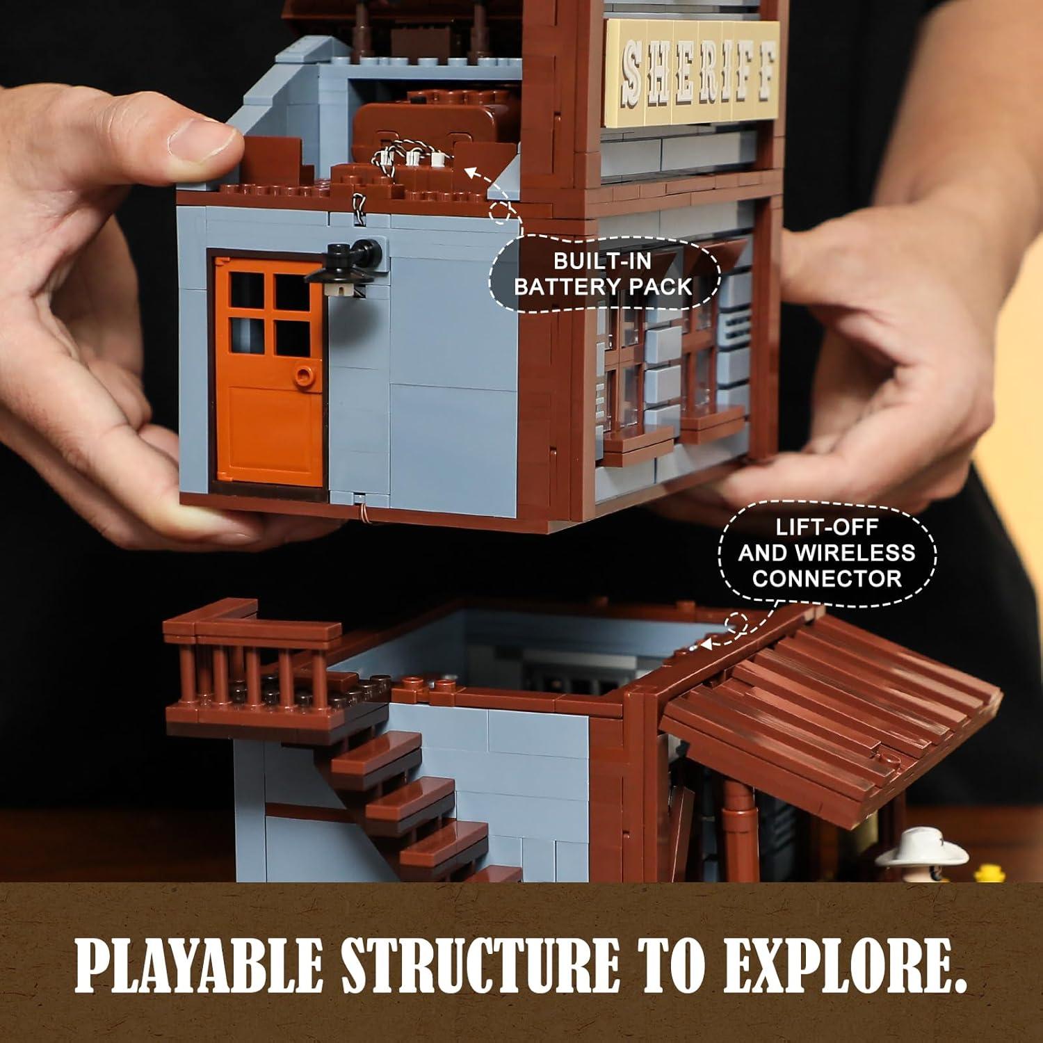 Conjunto de Ladrillos Iluminación Oficina Sheriff Funwhole 1240 Pcs