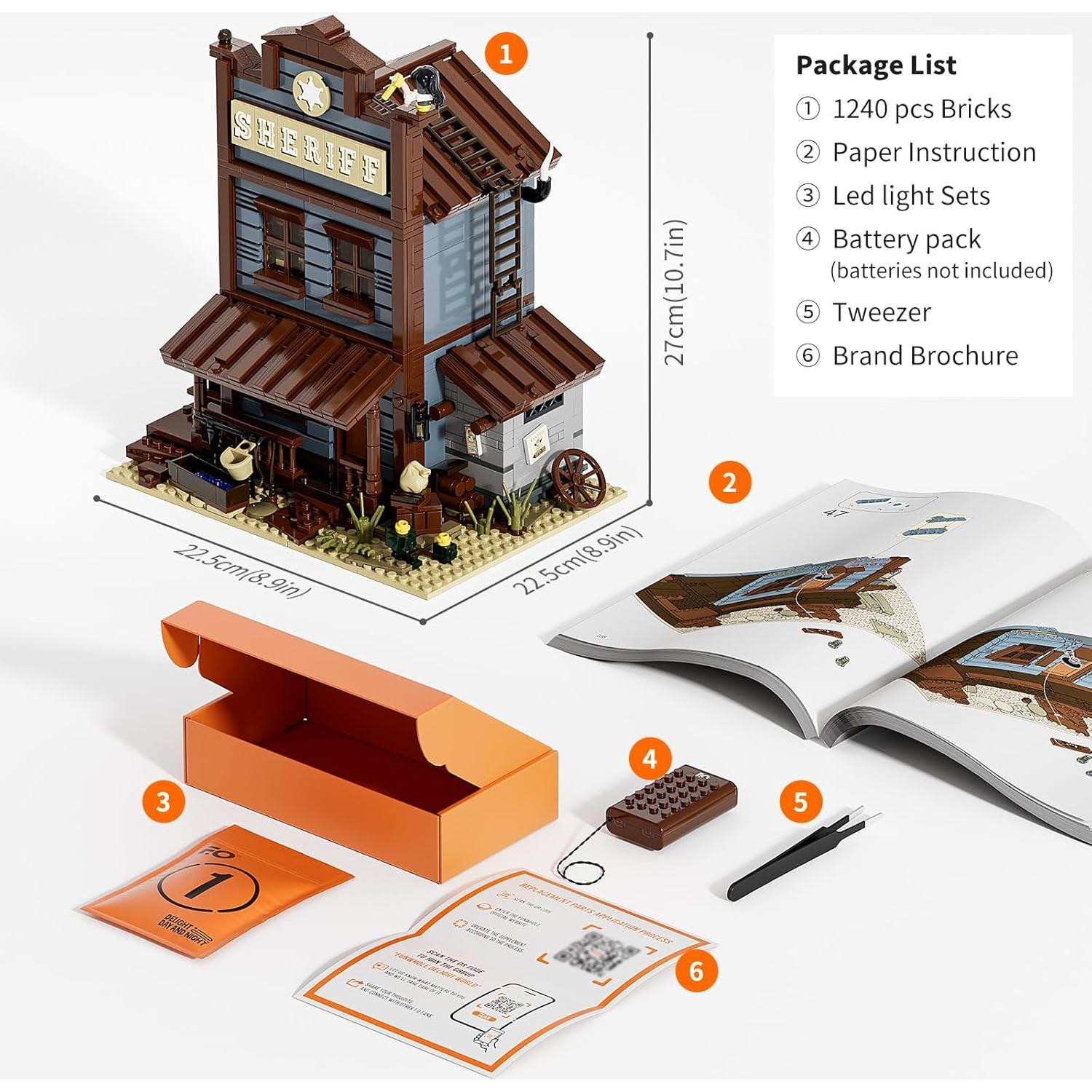 Conjunto de Ladrillos Iluminación Oficina Sheriff Funwhole 1240 Pcs