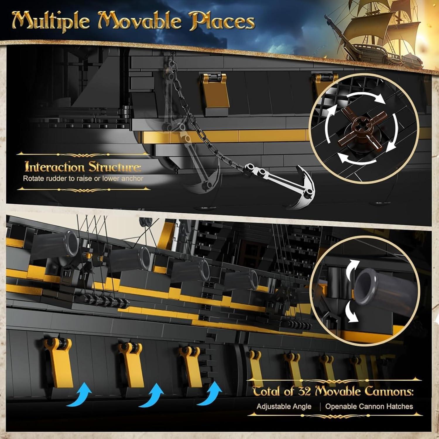 Kit de Construcción Barco Pirata Mould King 13186 Black Pearl 5266 Piezas