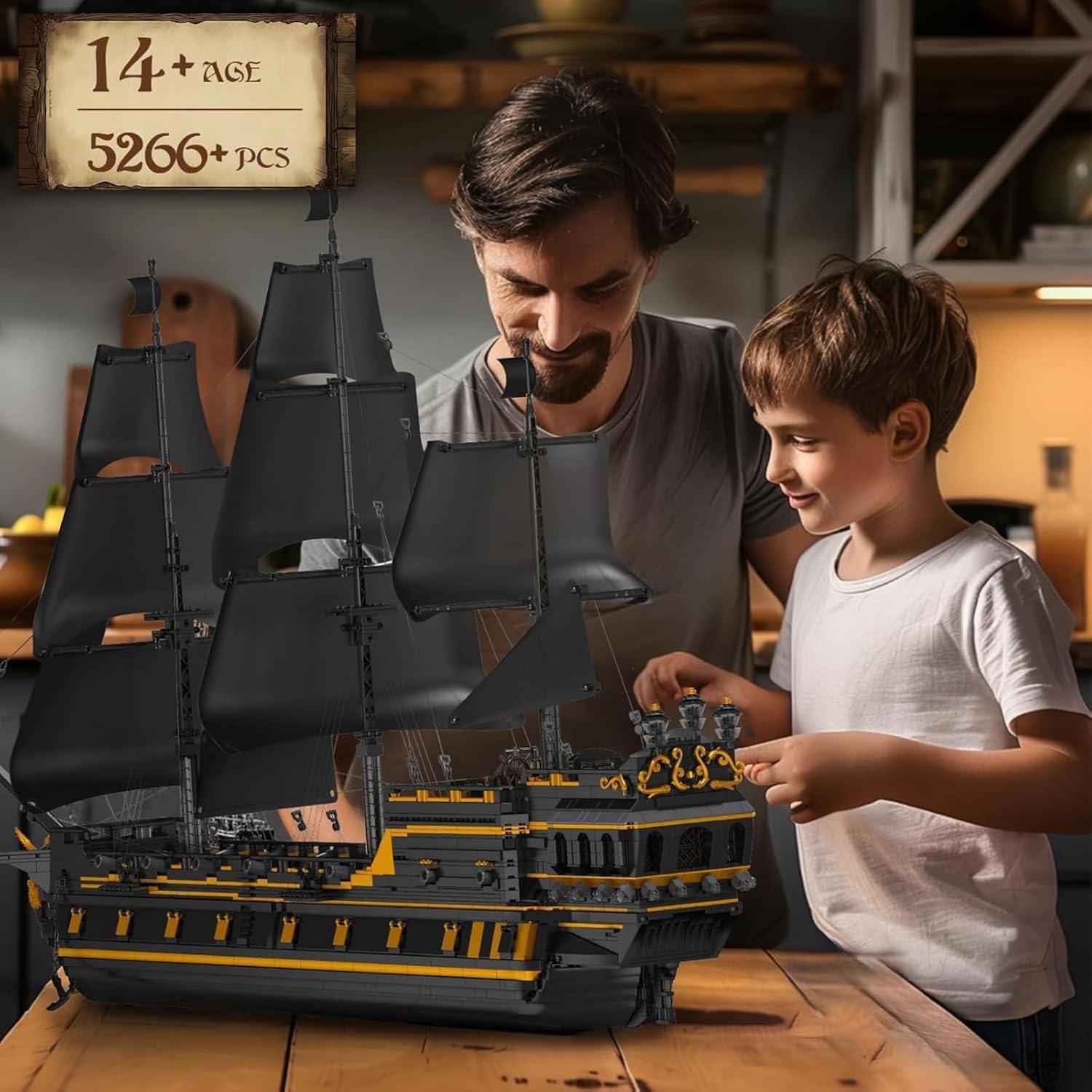 Kit de Construcción Barco Pirata Mould King 13186 Black Pearl 5266 Piezas