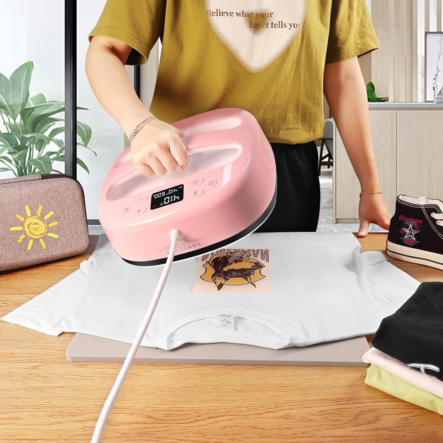 Prensa de Calor Calogy 10x10" Rosa para Camisetas 210°C