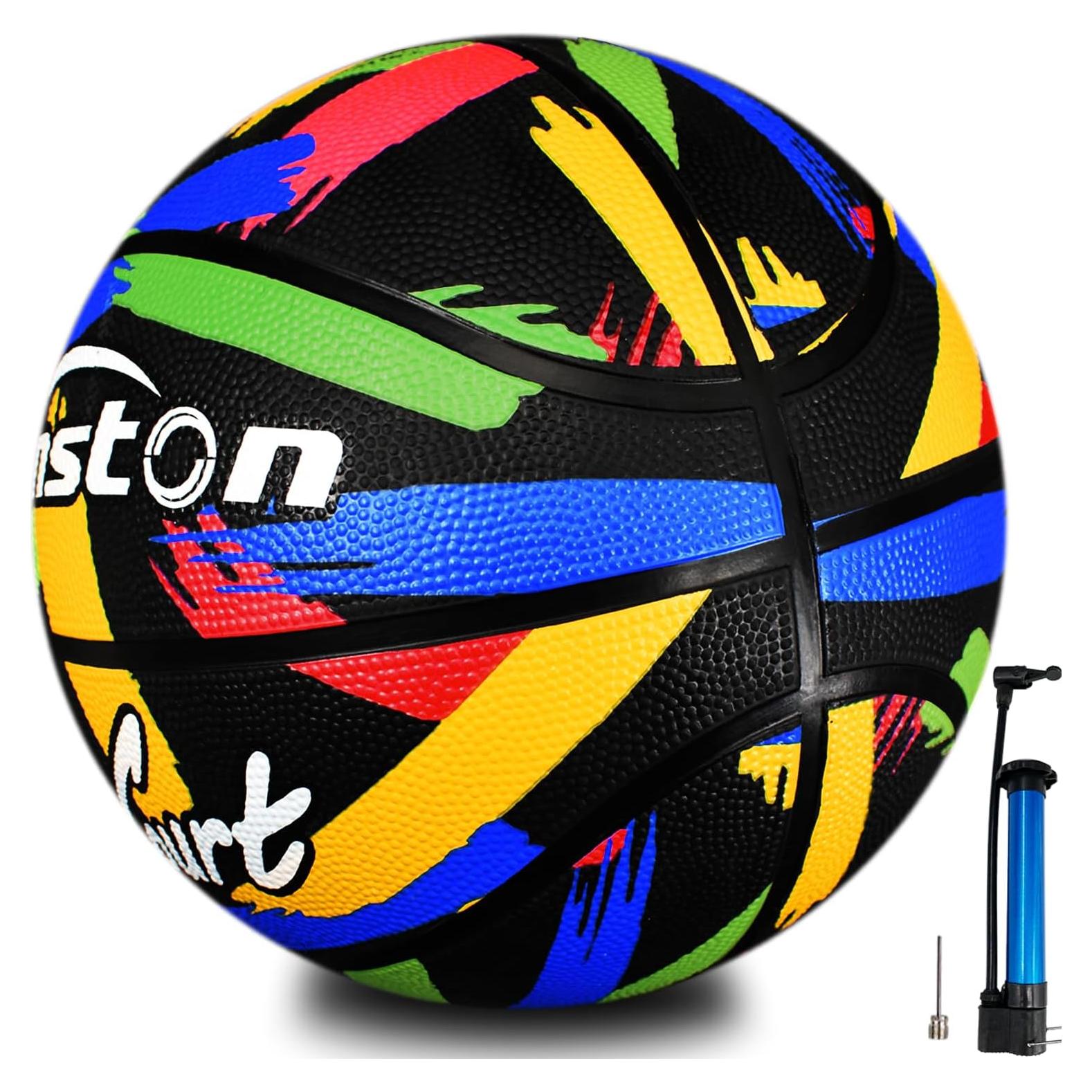 Balón de Baloncesto Senston Tamaño 7 Goma Negro con Bomba