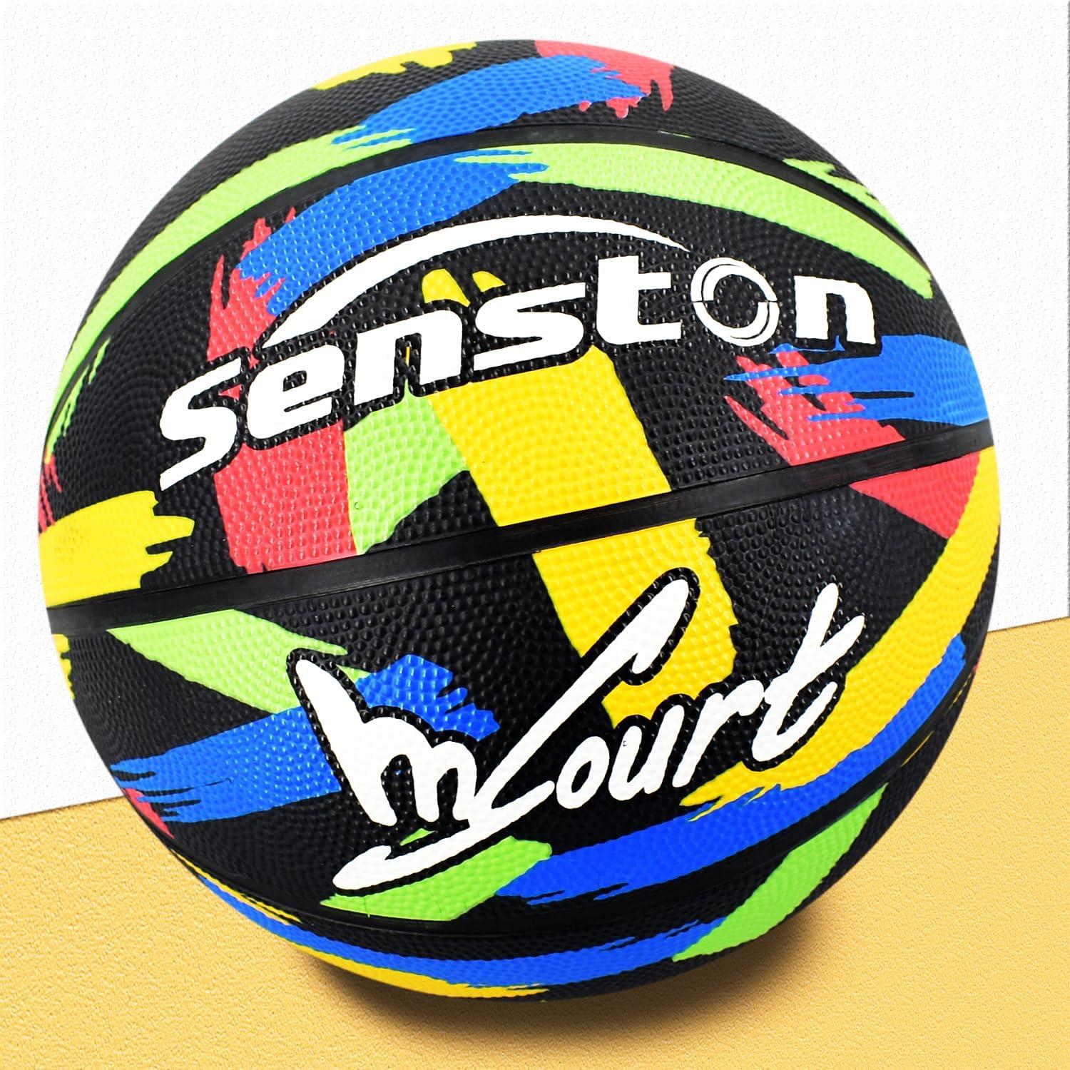 Balón de Baloncesto Senston Tamaño 7 Goma Negro con Bomba